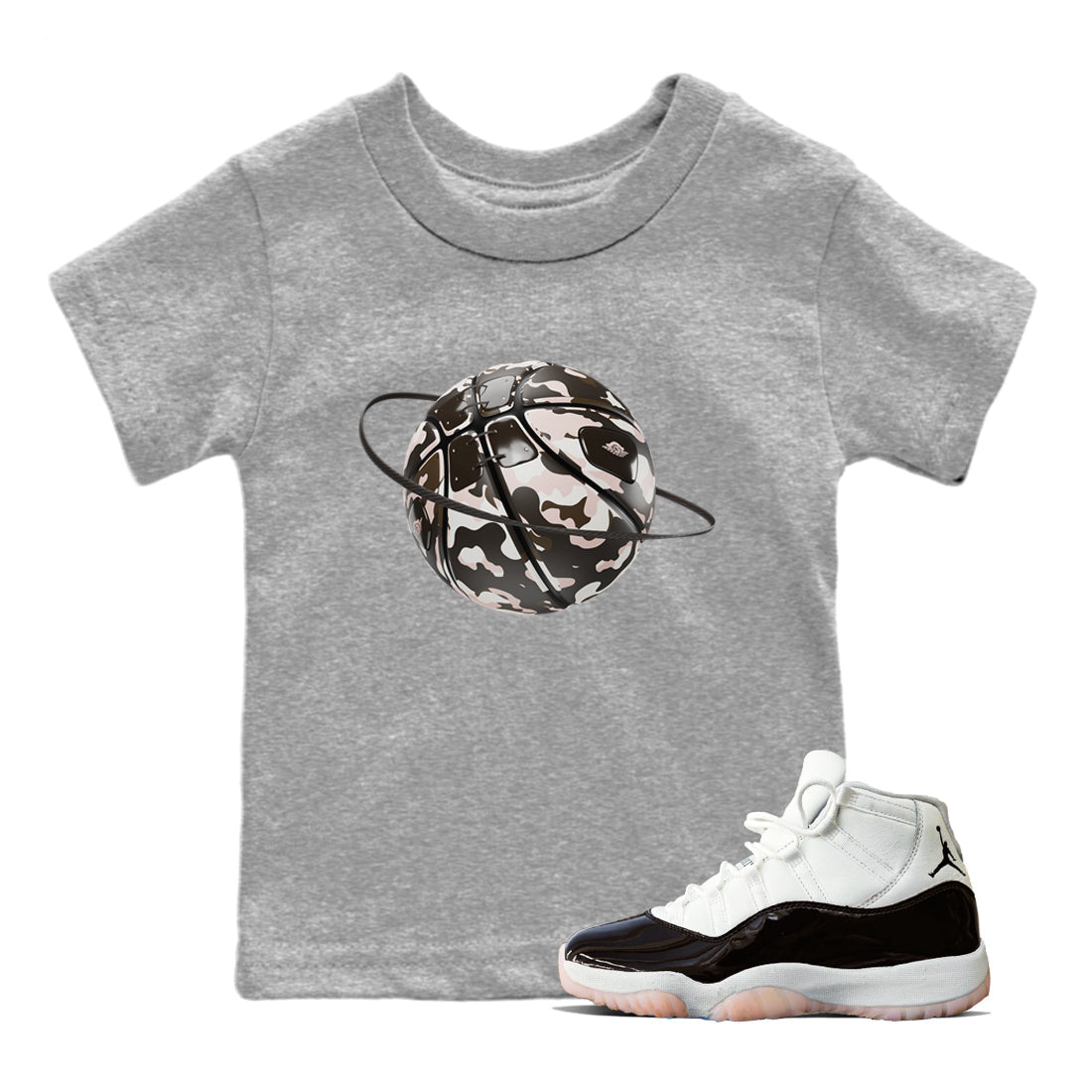 Air Jordan 11 Neapolitan shirt to match jordans Camo Basketball Planet sneaker matching t-shirts and clothing AJ11 Neapolitan Drip Gear Zone Youth Kids Toddler Heather Grey 1 T-Shirt