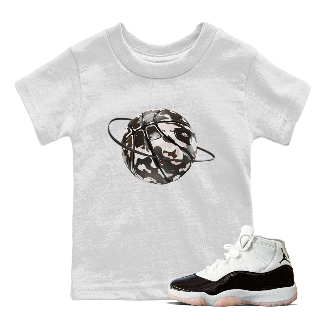 Air Jordan 11 Neapolitan shirt to match jordans Camo Basketball Planet sneaker matching t-shirts and clothing AJ11 Neapolitan Drip Gear Zone Youth Kids Toddler White 1 T-Shirt