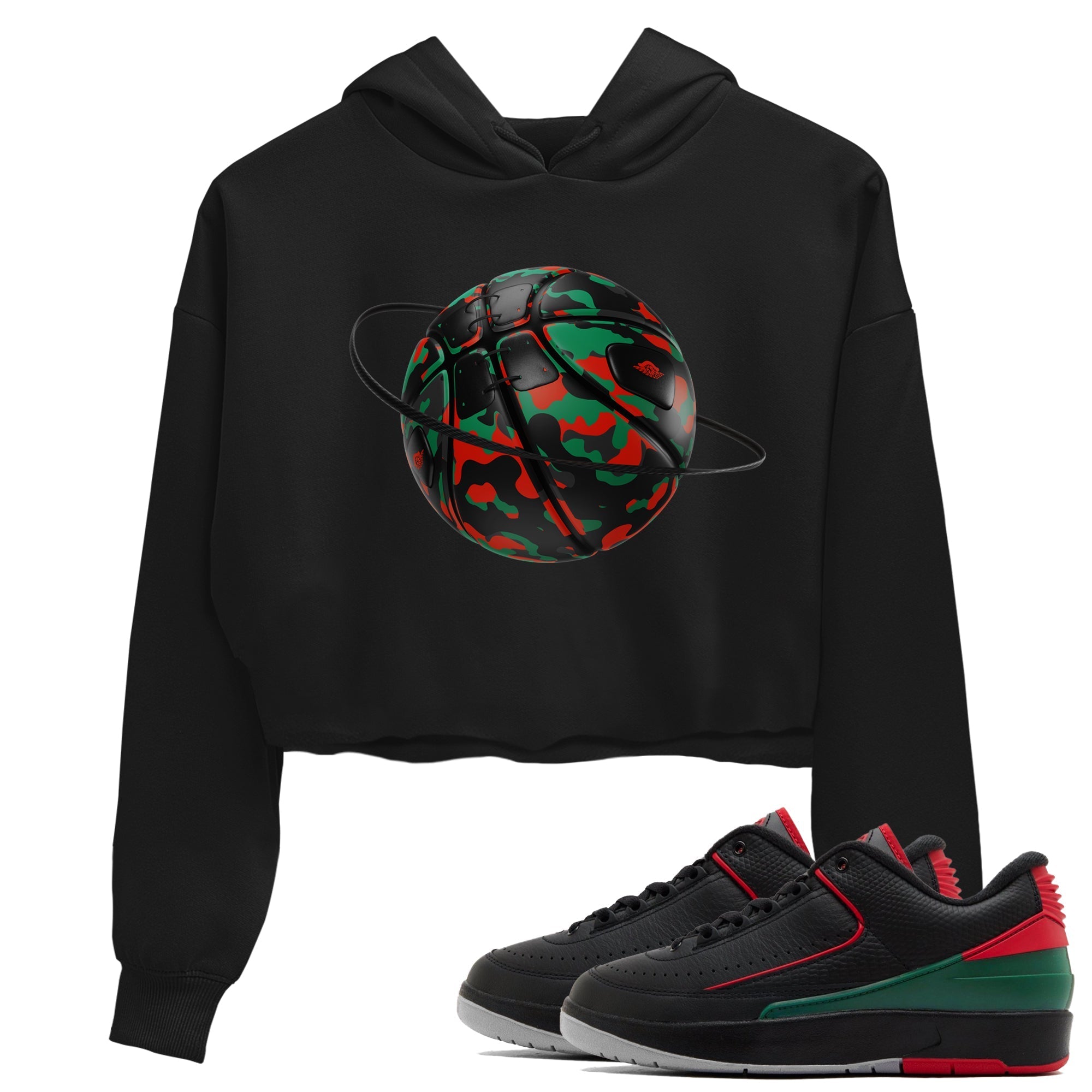 Jordan 2 Low Christmas X-mas Holiday special gift shirt to match jordans Camo Basketball Planet sneaker tees Air Jordan 2 Christmas Drip Gear Zone Black 1 Crop T-Shirt