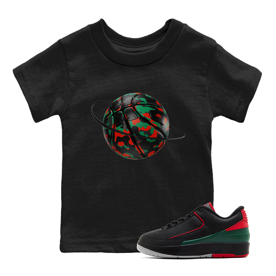 Jordan 2 Low Christmas X-mas Holiday special gift shirt to match jordans Camo Basketball Planet sneaker tees Air Jordan 2 Christmas Drip Gear Zone Baby Toddler Black 1 T-Shirt