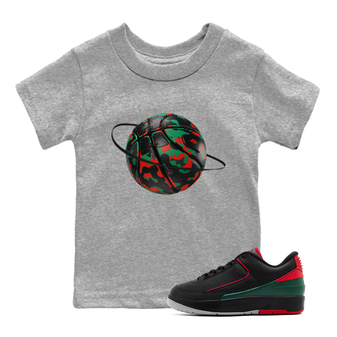 Jordan 2 Low Christmas X-mas Holiday special gift shirt to match jordans Camo Basketball Planet sneaker tees Air Jordan 2 Christmas Drip Gear Zone Baby Toddler Heather Grey 1 T-Shirt