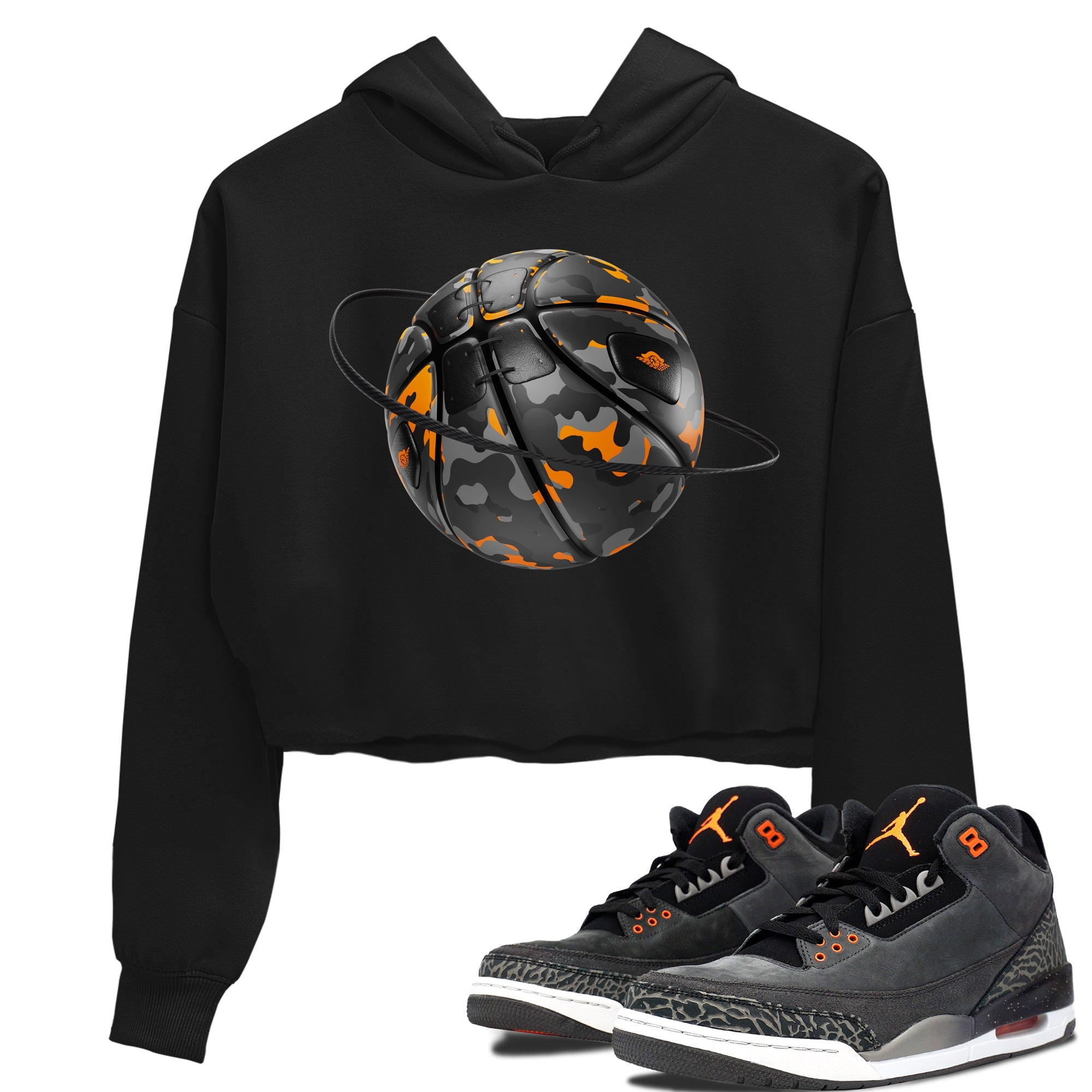Air Jordan 3 Fear shirt to match jordans Camo Basketball Planet sneaker tees AJ3 Fear Drip Gear Zone Black 1 Crop T-Shirt