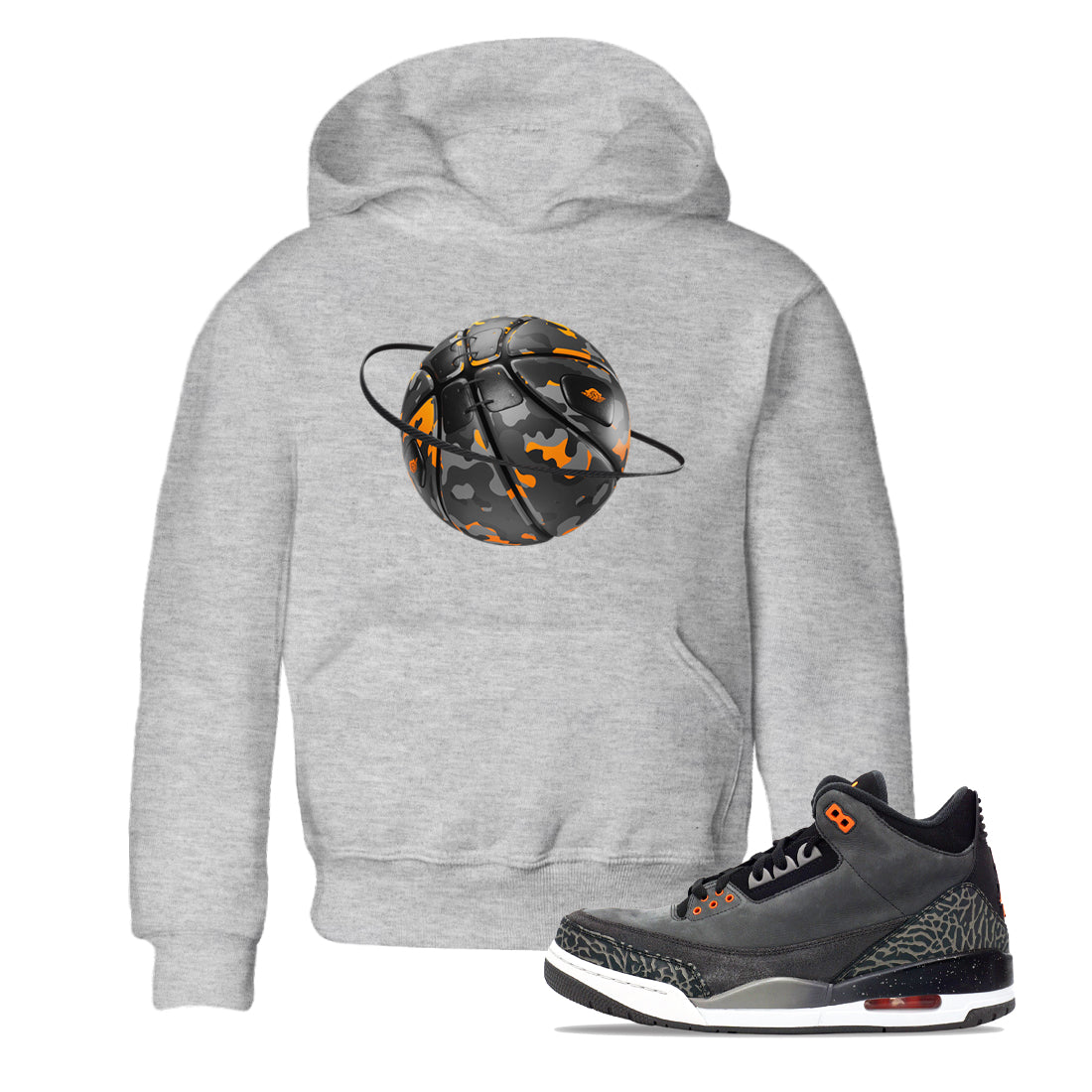 Air Jordan 3 Fear shirt to match jordans Camo Basketball Planet sneaker tees AJ3 Fear Drip Gear Zone Baby Toddler Heather Grey 1 T-Shirt