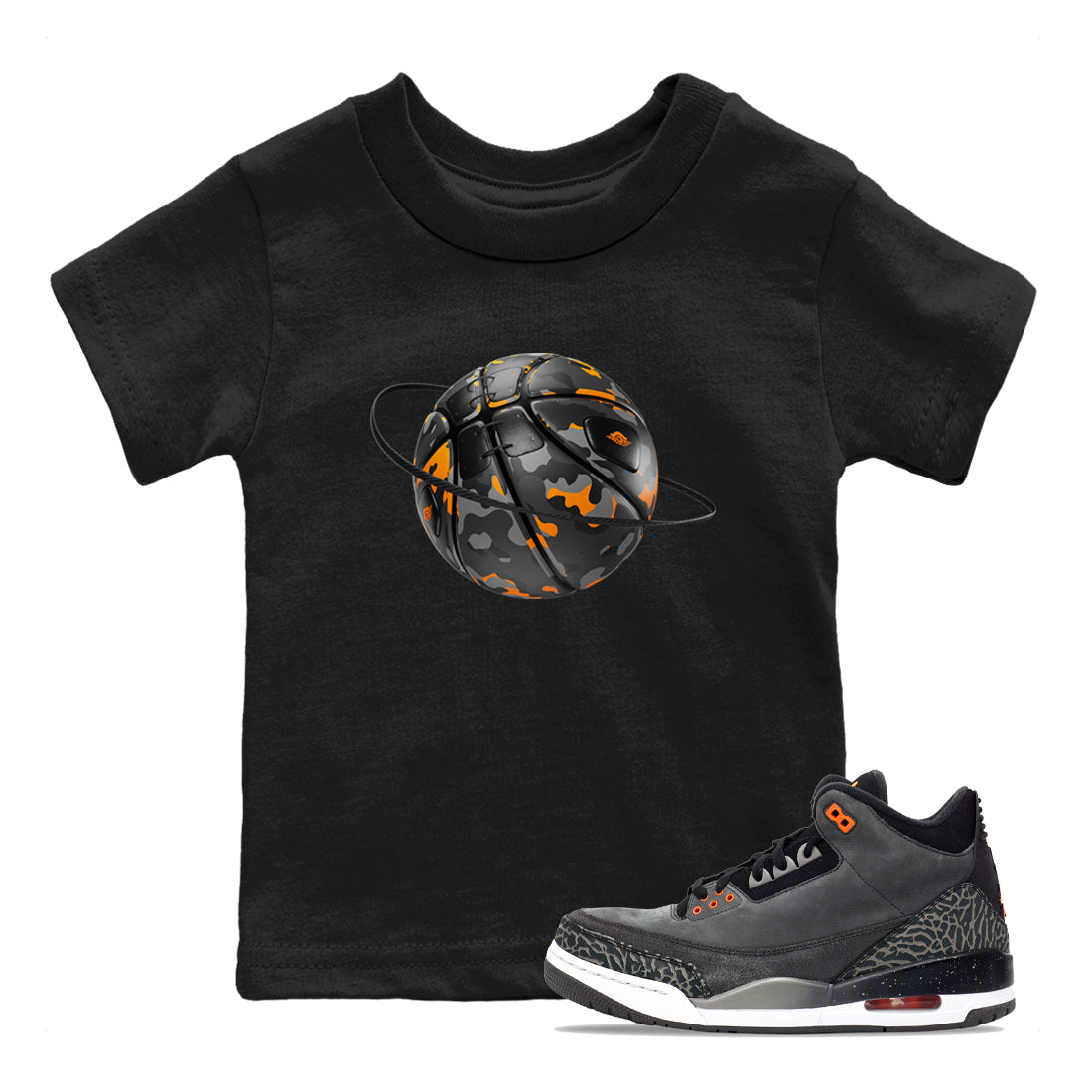 Air Jordan 3 Fear shirt to match jordans Camo Basketball Planet sneaker tees AJ3 Fear Drip Gear Zone Baby Toddler Black 1 T-Shirt