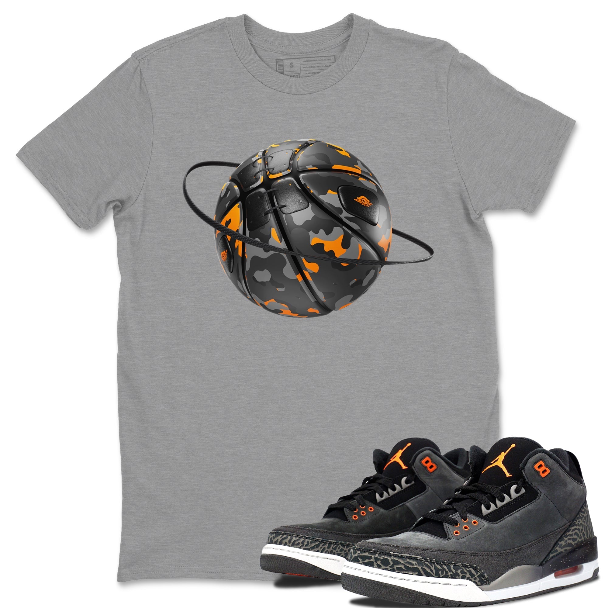 Air Jordan 3 Fear shirt to match jordans Camo Basketball Planet sneaker tees AJ3 Fear Drip Gear Zone Unisex Heather Grey 1 T-Shirt