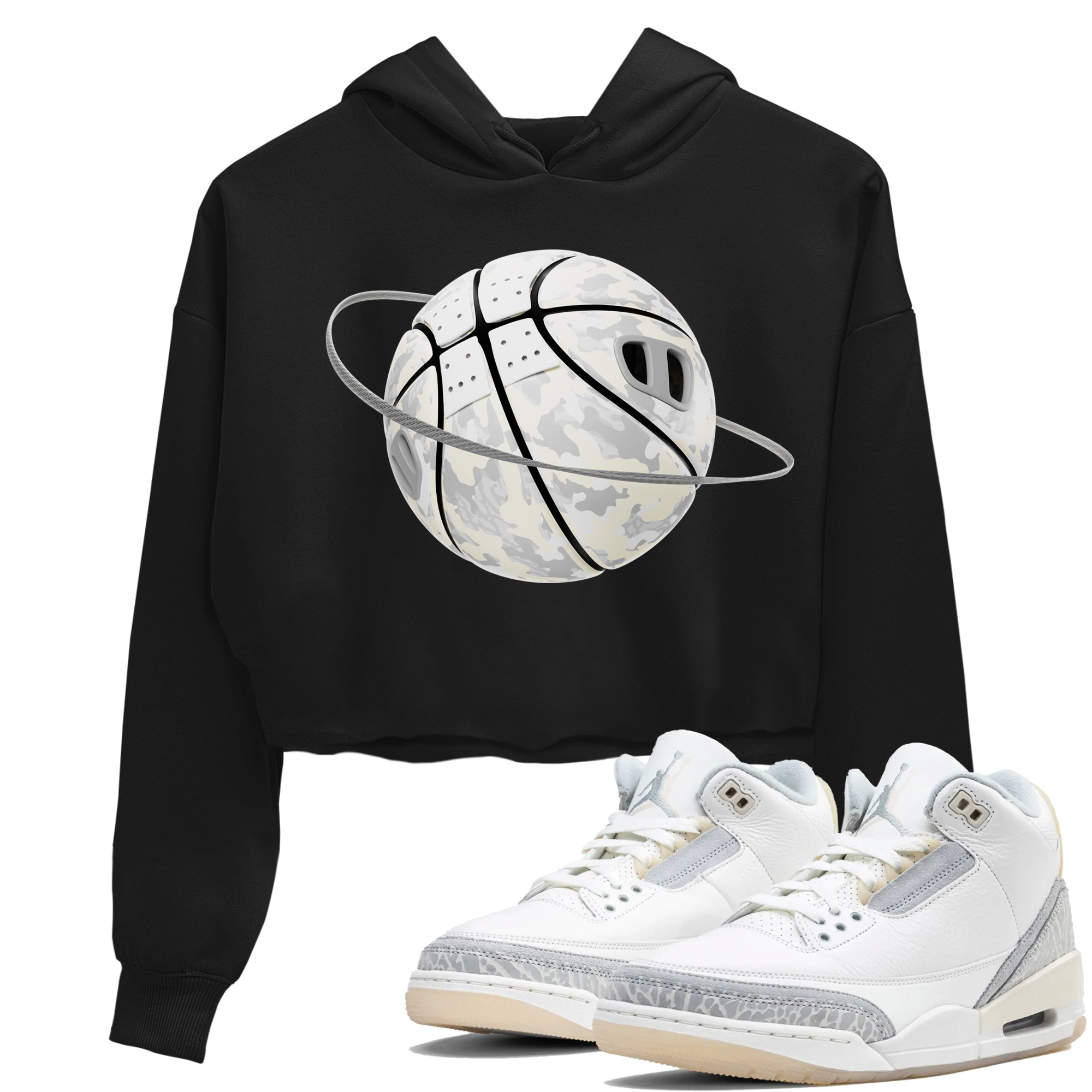 3s Ivory shirt to match jordans Camo Basketball Planet sneaker tees Air Jordan 3 Ivory Drip Gear Zone Black 1 crop length shirt