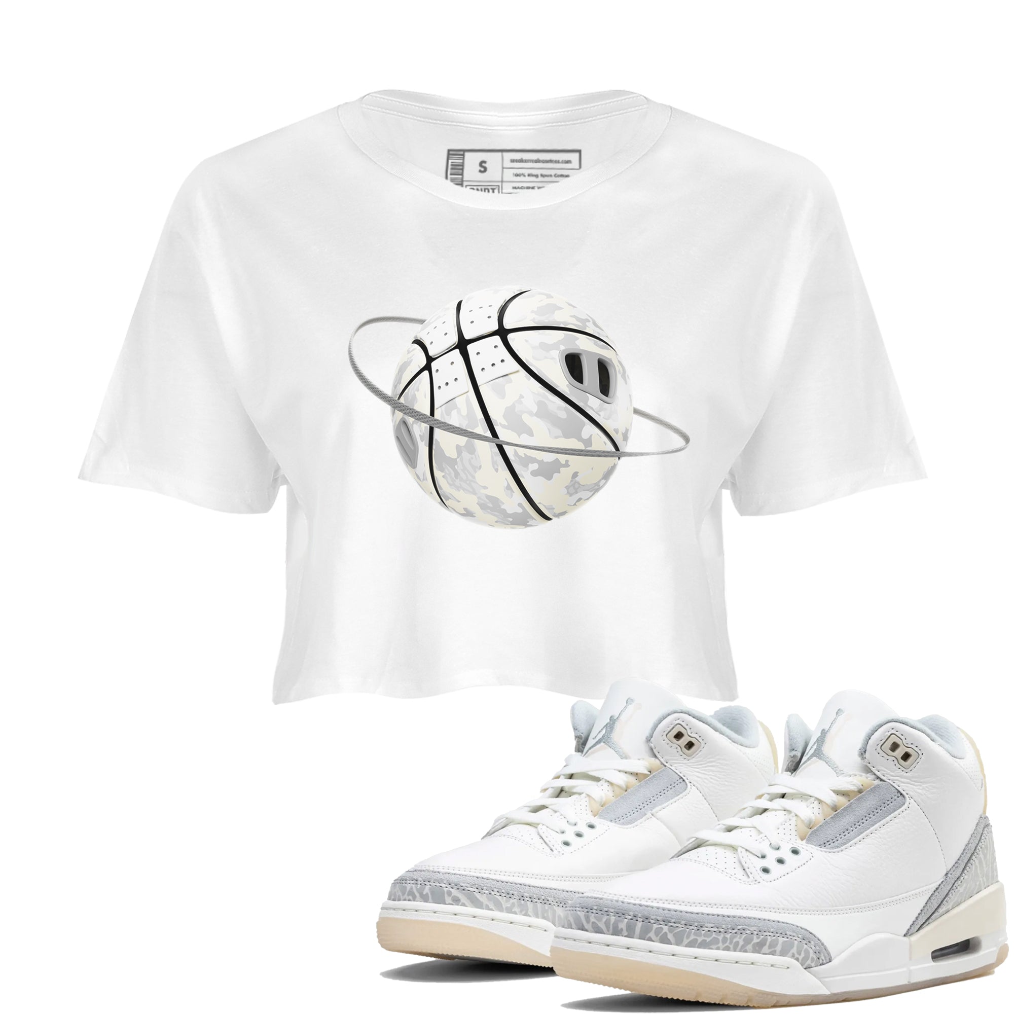 3s Ivory shirt to match jordans Camo Basketball Planet sneaker tees Air Jordan 3 Ivory Drip Gear Zone White 1 crop length shirt