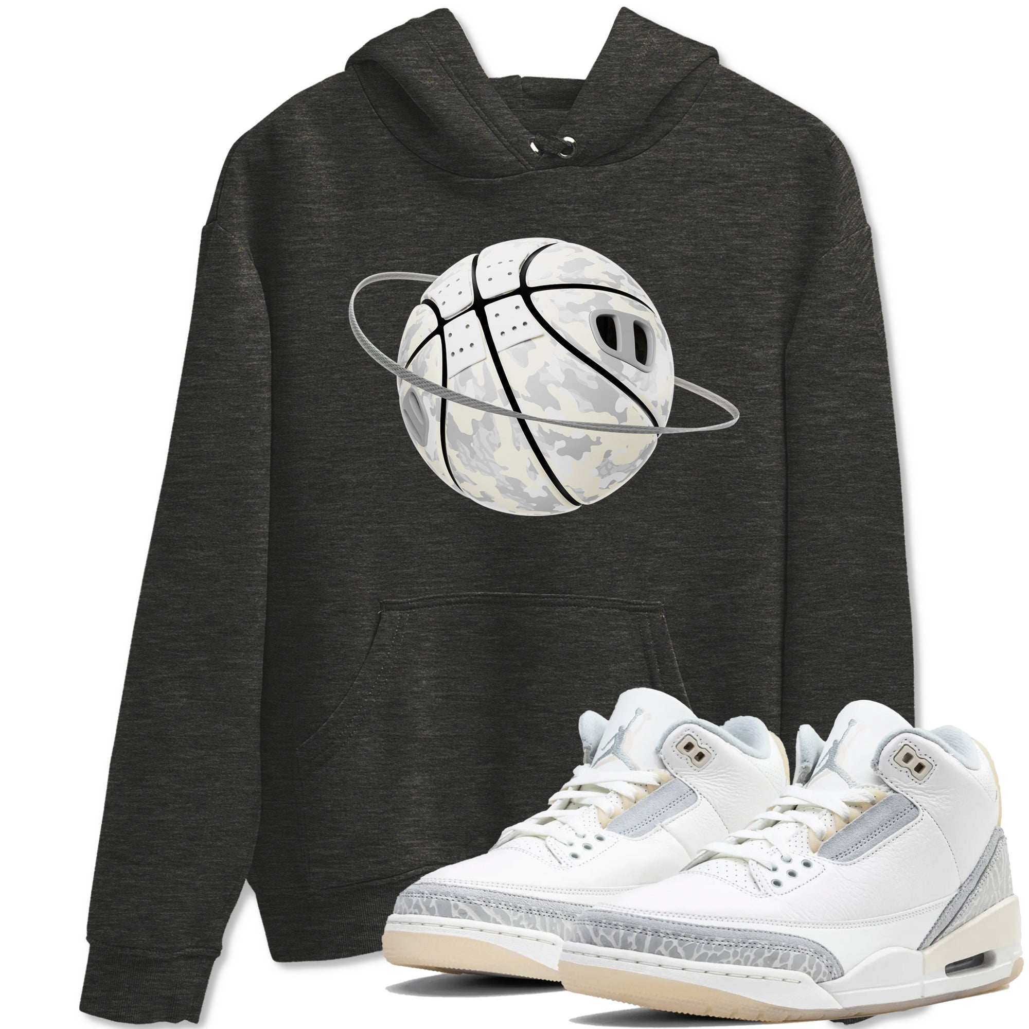 3s Ivory shirt to match jordans Camo Basketball Planet sneaker tees Air Jordan 3 Ivory Drip Gear Zone unisex cotton Charcoal Heather 1 crew neck shirt
