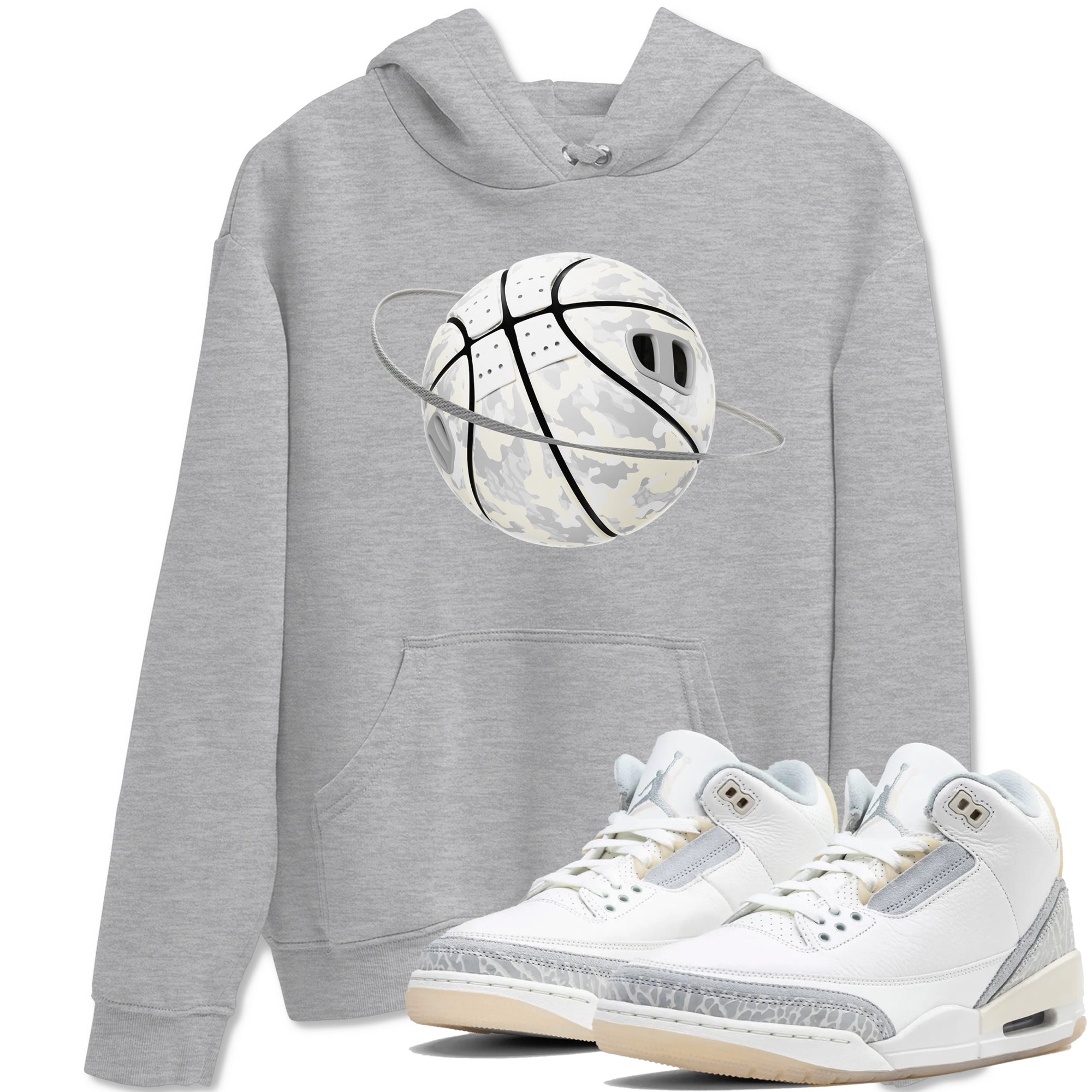 3s Ivory shirt to match jordans Camo Basketball Planet sneaker tees Air Jordan 3 Ivory Drip Gear Zone unisex cotton Heather Grey 1 crew neck shirt