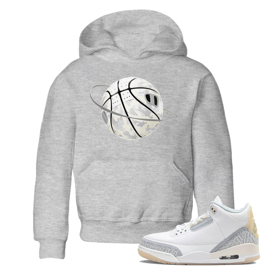 3s Ivory shirt to match jordans Camo Basketball Planet sneaker tees Air Jordan 3 Ivory Drip Gear Zone baby toddler Heather Grey 1 cotton Shirt