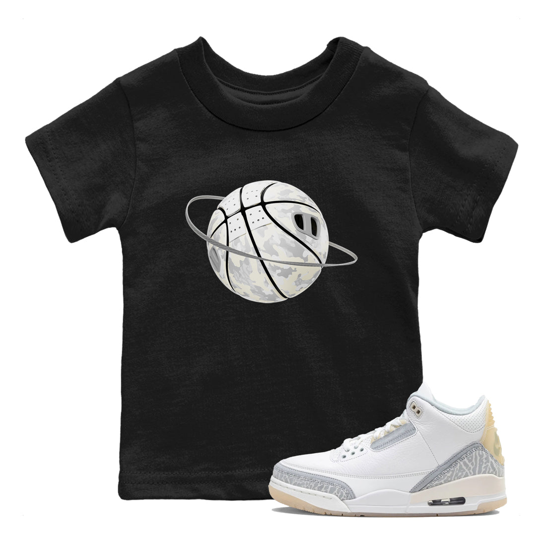 3s Ivory shirt to match jordans Camo Basketball Planet sneaker tees Air Jordan 3 Ivory Drip Gear Zone baby toddler Black 1 cotton Shirt