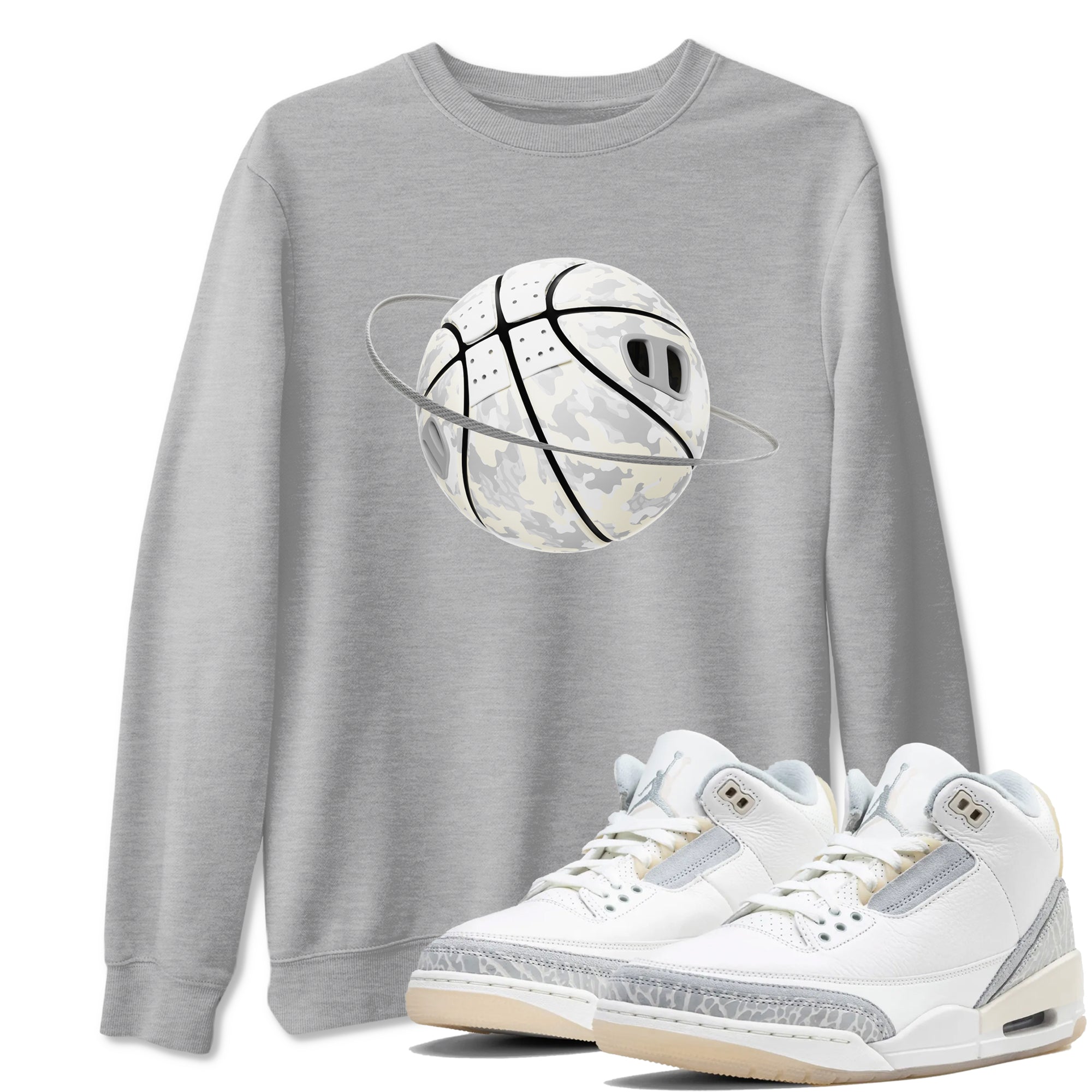 3s Ivory shirt to match jordans Camo Basketball Planet sneaker tees Air Jordan 3 Ivory Drip Gear Zone unisex cotton Heather Grey 1 crew neck shirt