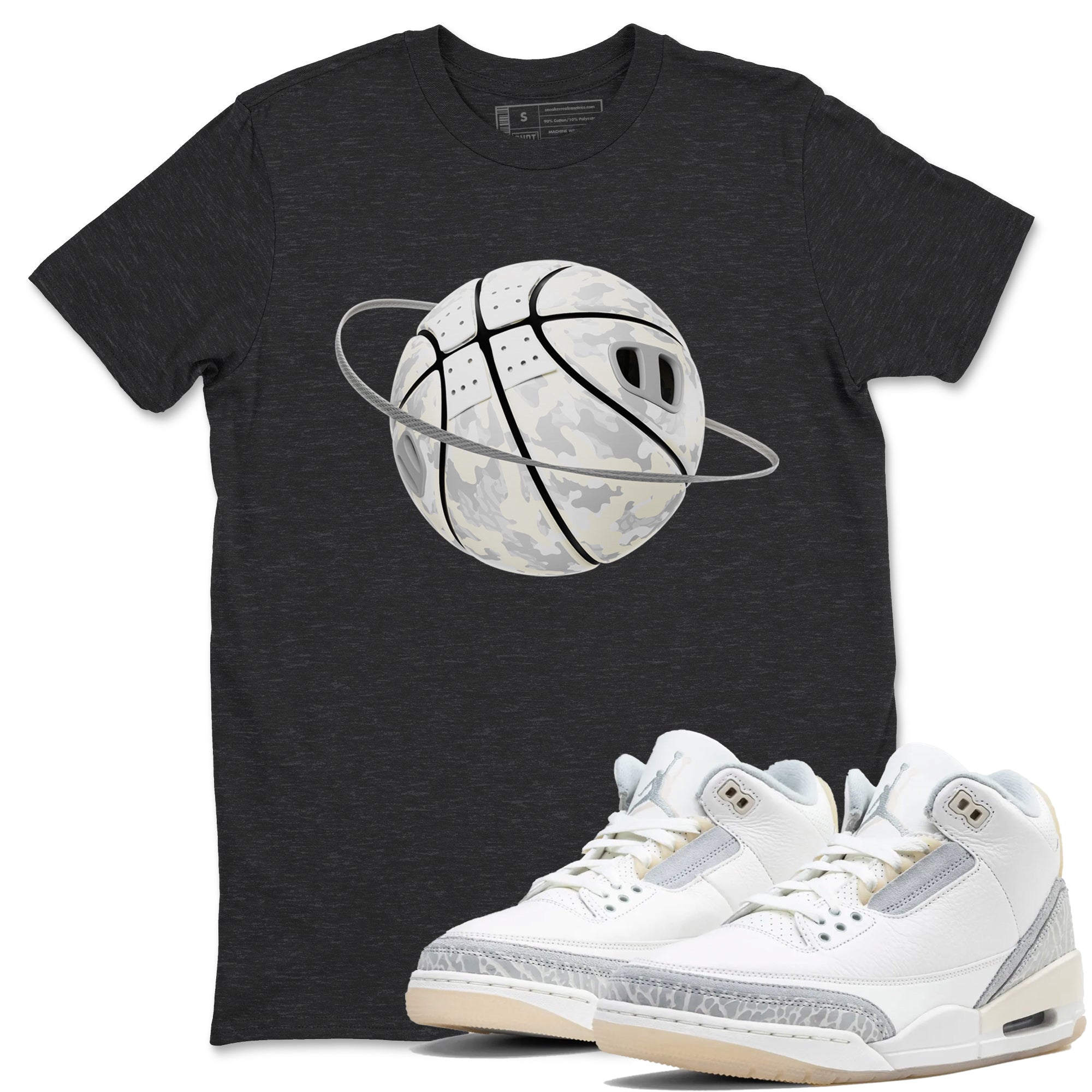 3s Ivory shirt to match jordans Camo Basketball Planet sneaker tees Air Jordan 3 Ivory Drip Gear Zone unisex cotton Charcoal Heather 1 crew neck shirt