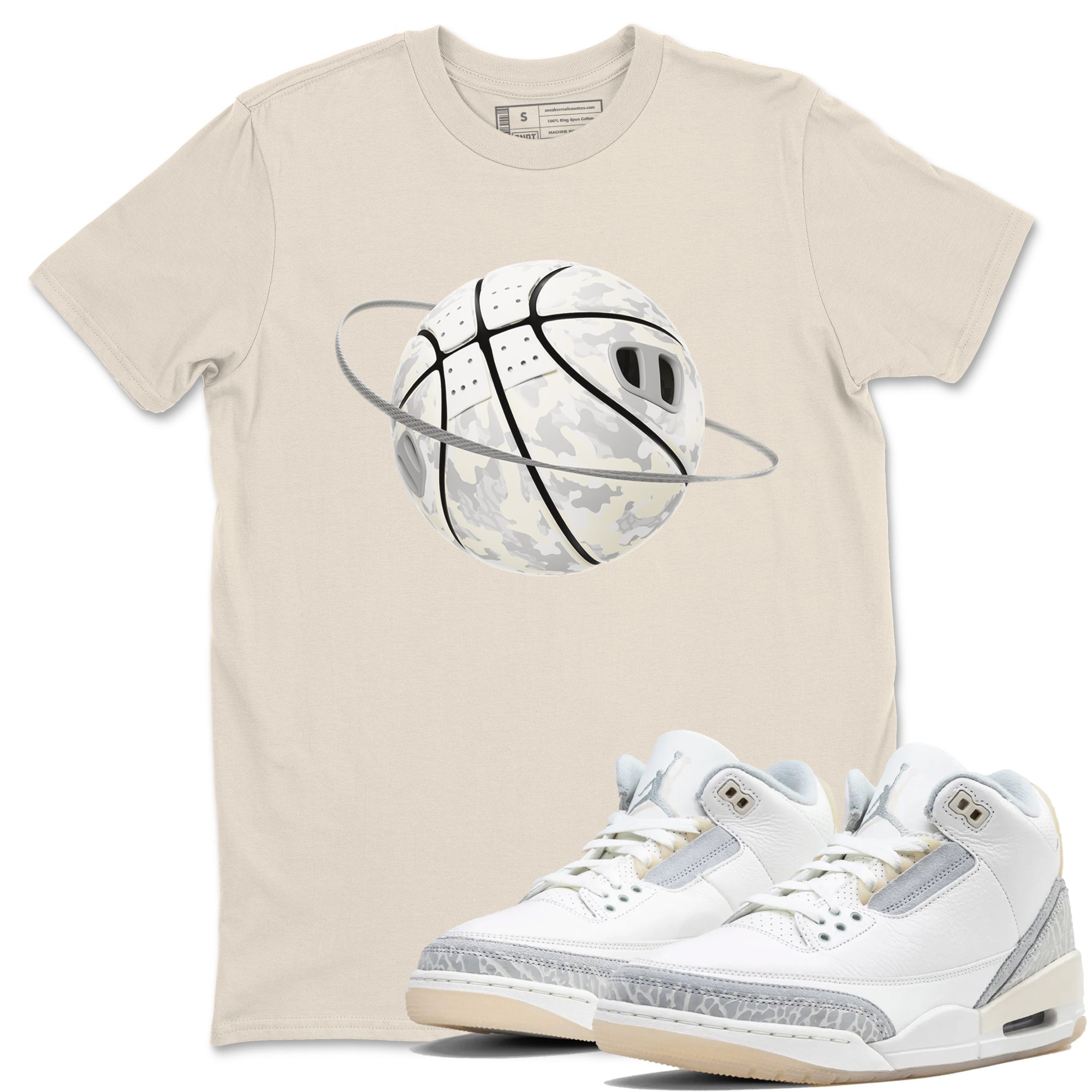 3s Ivory shirt to match jordans Camo Basketball Planet sneaker tees Air Jordan 3 Ivory Drip Gear Zone unisex cotton Natural 1 crew neck shirt