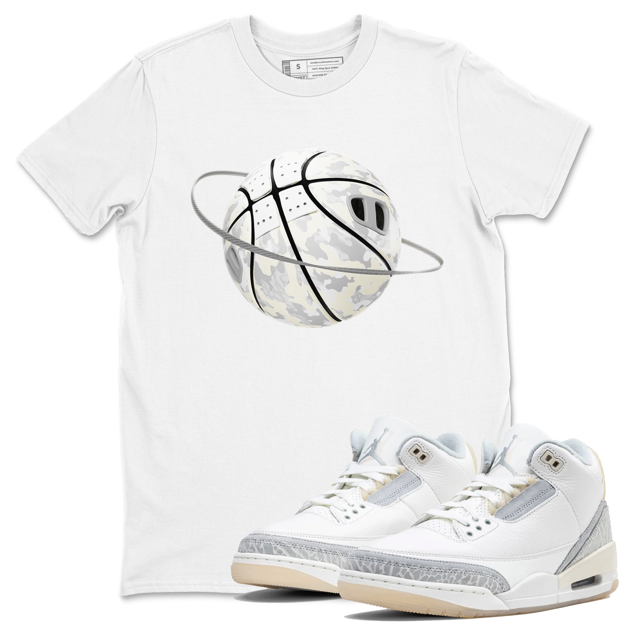 3s Ivory shirt to match jordans Camo Basketball Planet sneaker tees Air Jordan 3 Ivory Drip Gear Zone unisex cotton White 1 crew neck shirt