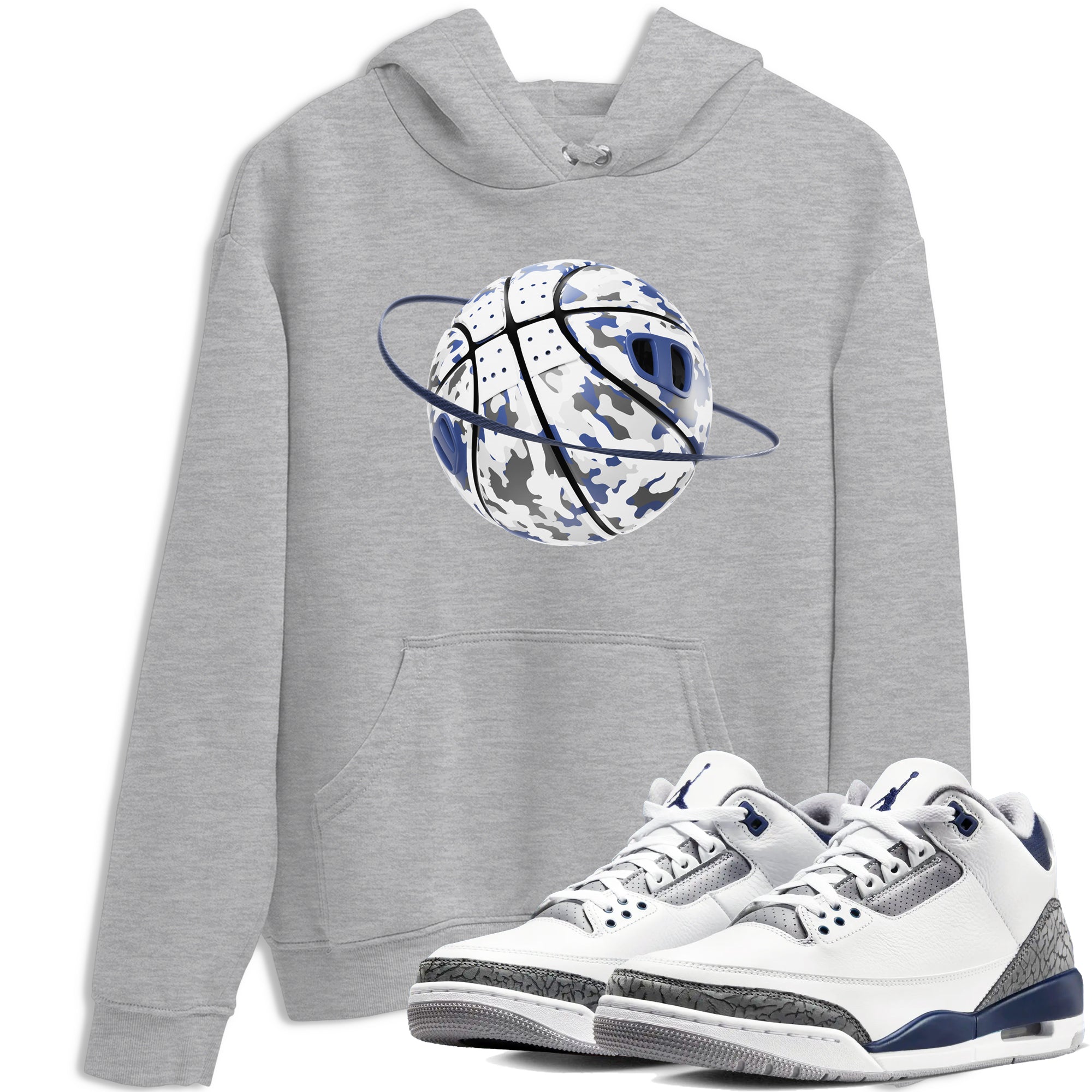 3s Midnight Navy shirt to match jordans Camo Basketball Planet sneaker match t-shirt AJ3 Midnight Navy Drip Gear Zone unisex cotton Heather Grey 1 Crew Neck T-Shirt
