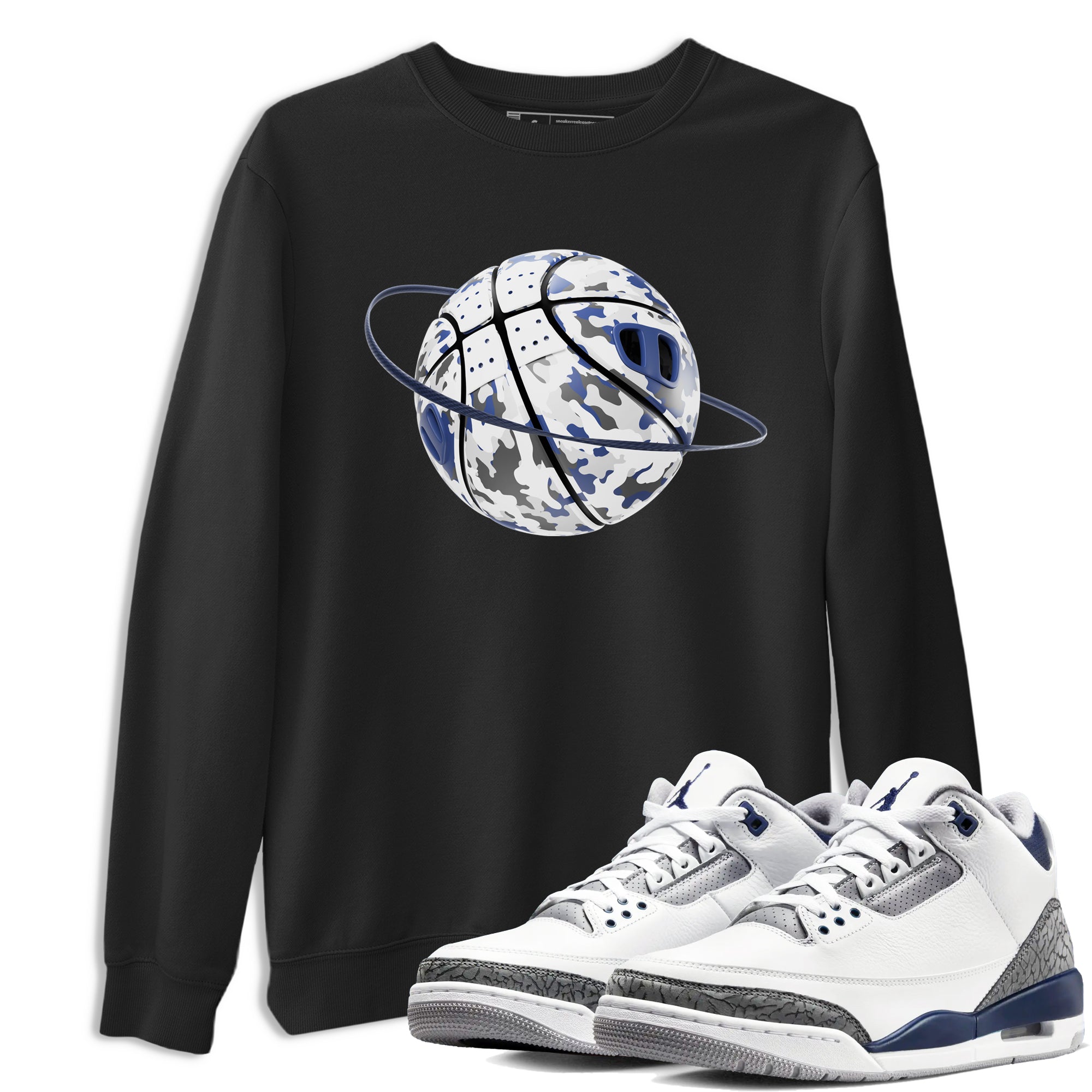 3s Midnight Navy shirt to match jordans Camo Basketball Planet sneaker match t-shirt AJ3 Midnight Navy Drip Gear Zone unisex cotton Black 1 Crew Neck T-Shirt