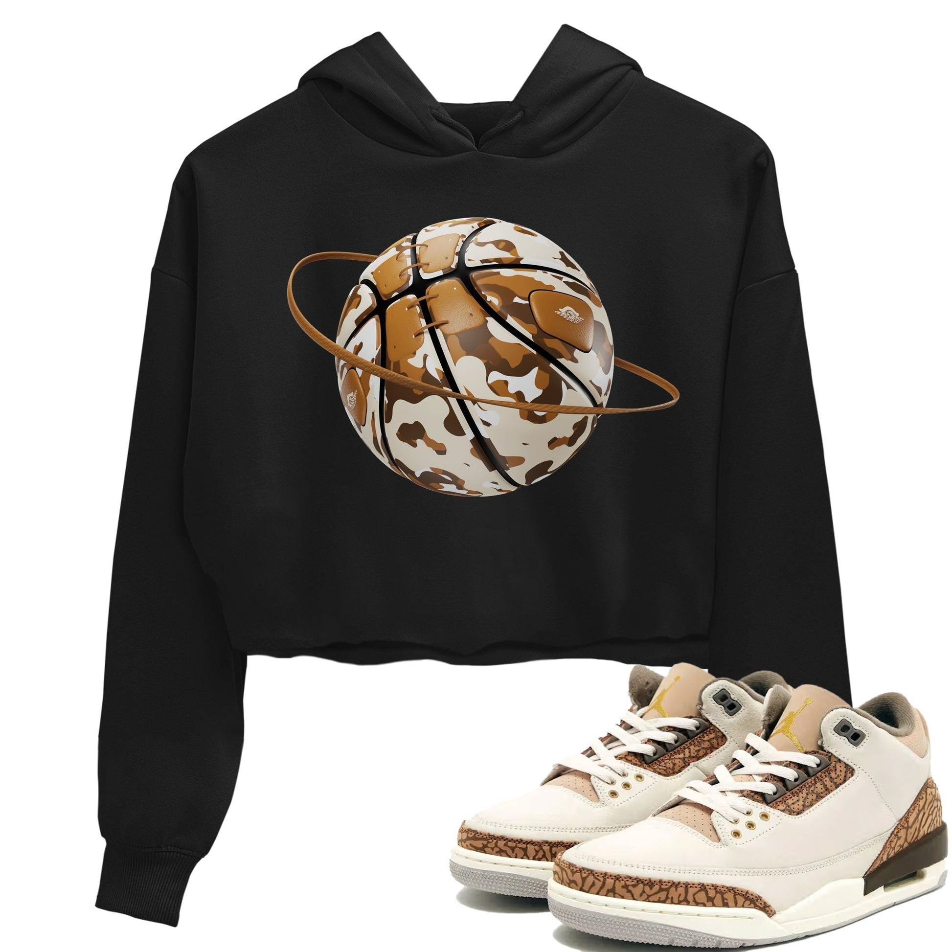 Air Jordan 3 Palomino shirt to match jordans Camo Basketball Planet Streetwear Sneaker Shirt AJ3 Palomino Drip Gear Zone Sneaker Matching Clothing Black 1 Crop T-Shirt