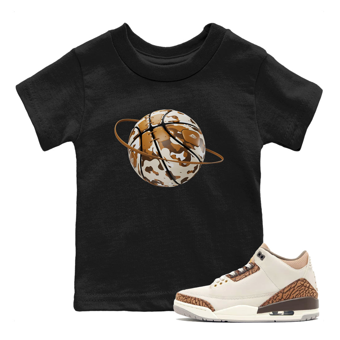 Air Jordan 3 Palomino shirt to match jordans Camo Basketball Planet Streetwear Sneaker Shirt AJ3 Palomino Drip Gear Zone Sneaker Matching Clothing Baby Toddler Black 1 T-Shirt