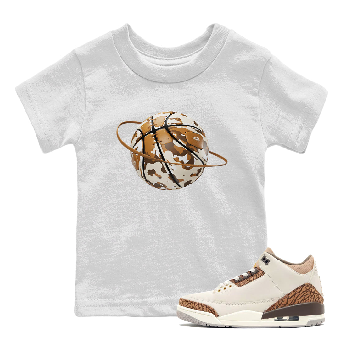 Air Jordan 3 Palomino shirt to match jordans Camo Basketball Planet Streetwear Sneaker Shirt AJ3 Palomino Drip Gear Zone Sneaker Matching Clothing Baby Toddler White 1 T-Shirt