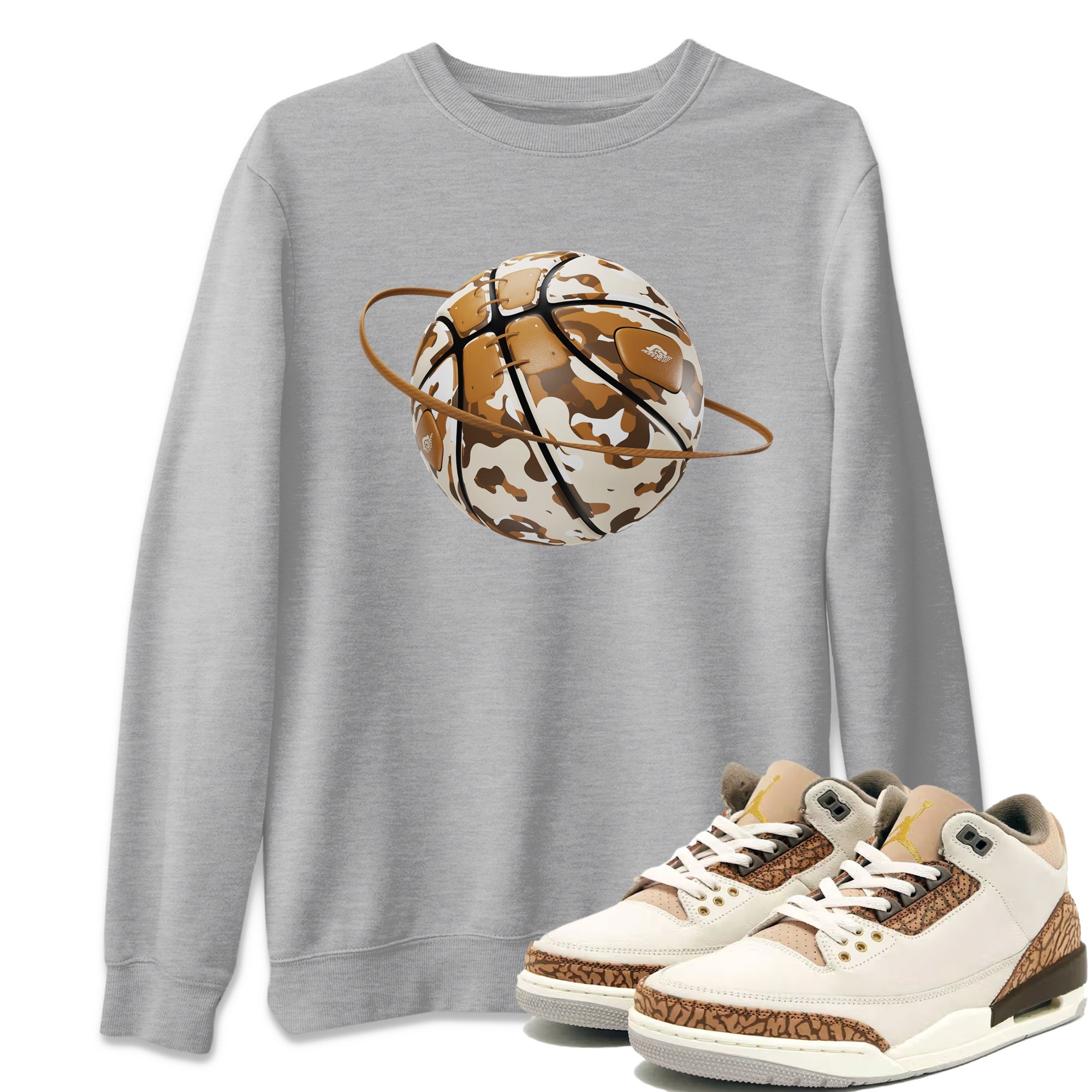 Air Jordan 3 Palomino shirt to match jordans Camo Basketball Planet Streetwear Sneaker Shirt AJ3 Palomino Drip Gear Zone Sneaker Matching Clothing Unisex Heather Grey 1 T-Shirt