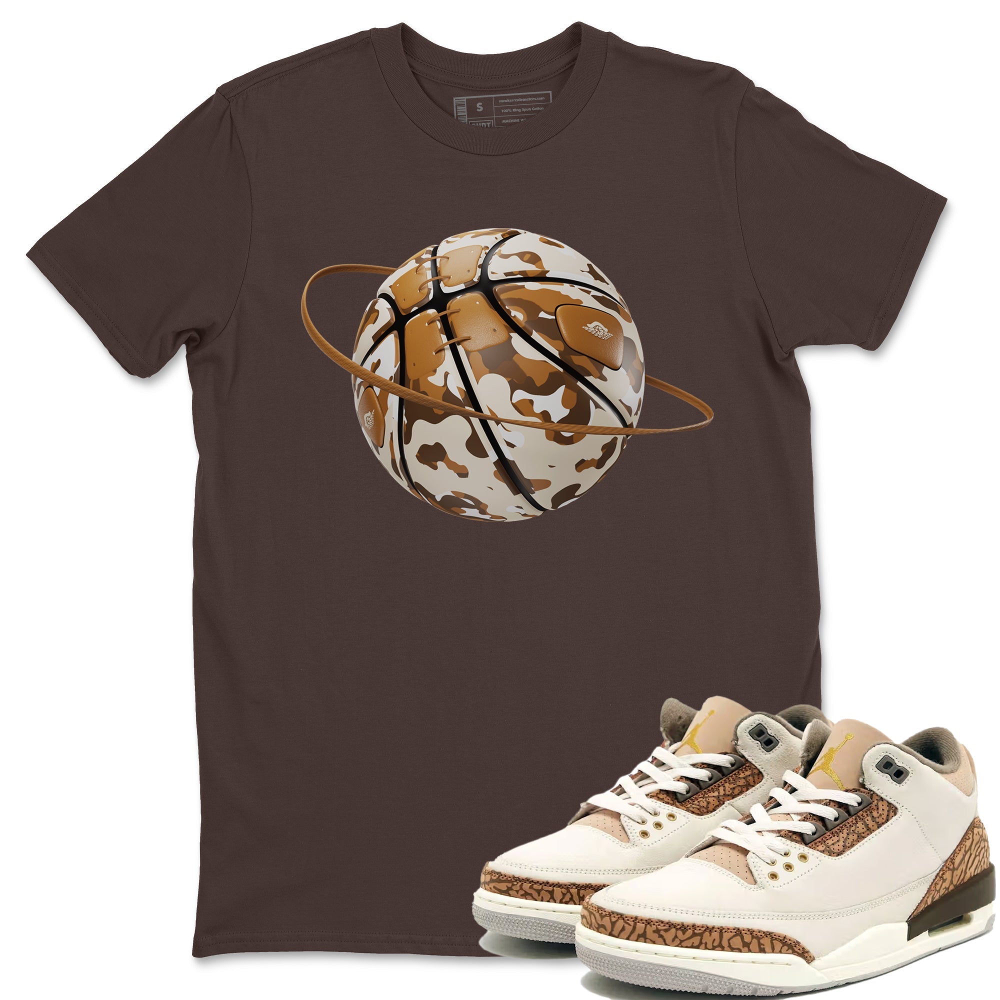 Air Jordan 3 Palomino shirt to match jordans Camo Basketball Planet Streetwear Sneaker Shirt AJ3 Palomino Drip Gear Zone Sneaker Matching Clothing Unisex Dark Chocolate 1 T-Shirt