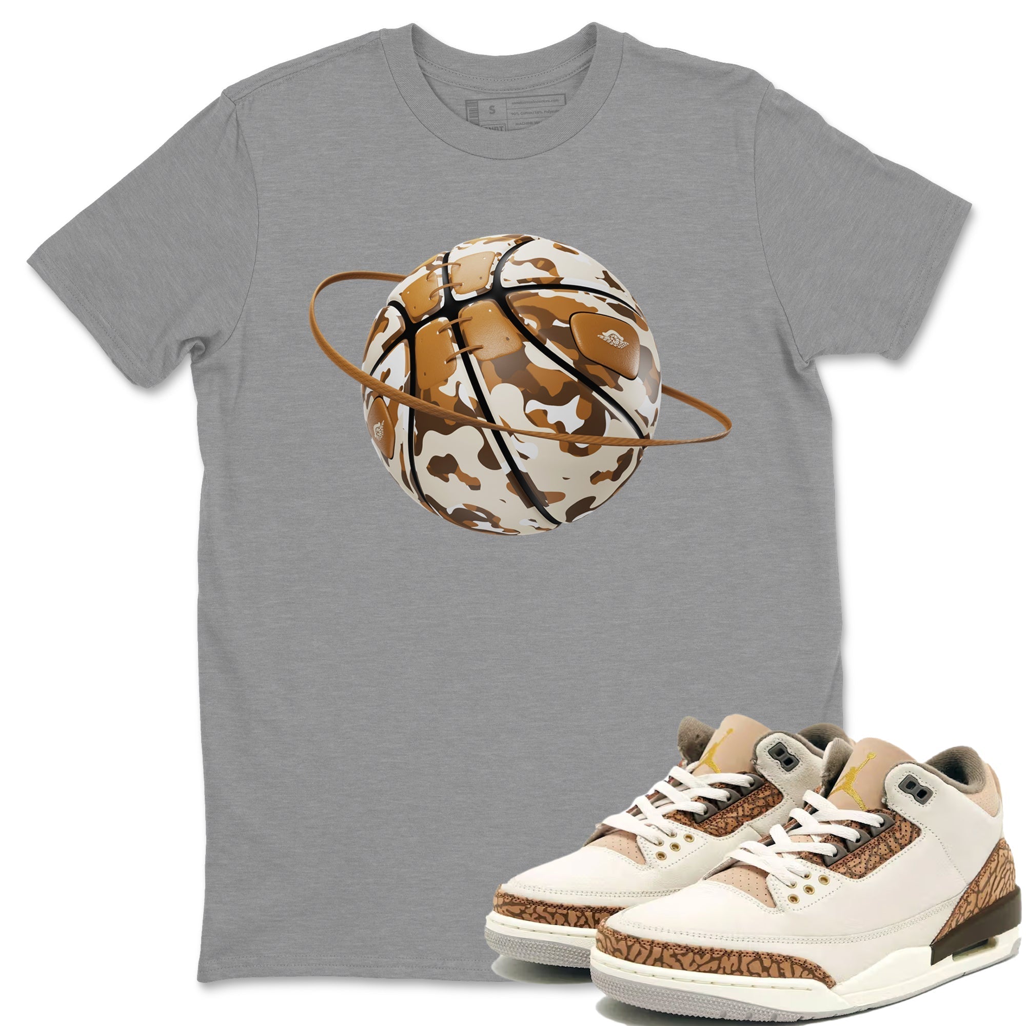 Air Jordan 3 Palomino shirt to match jordans Camo Basketball Planet Streetwear Sneaker Shirt AJ3 Palomino Drip Gear Zone Sneaker Matching Clothing Unisex Heather Grey 1 T-Shirt