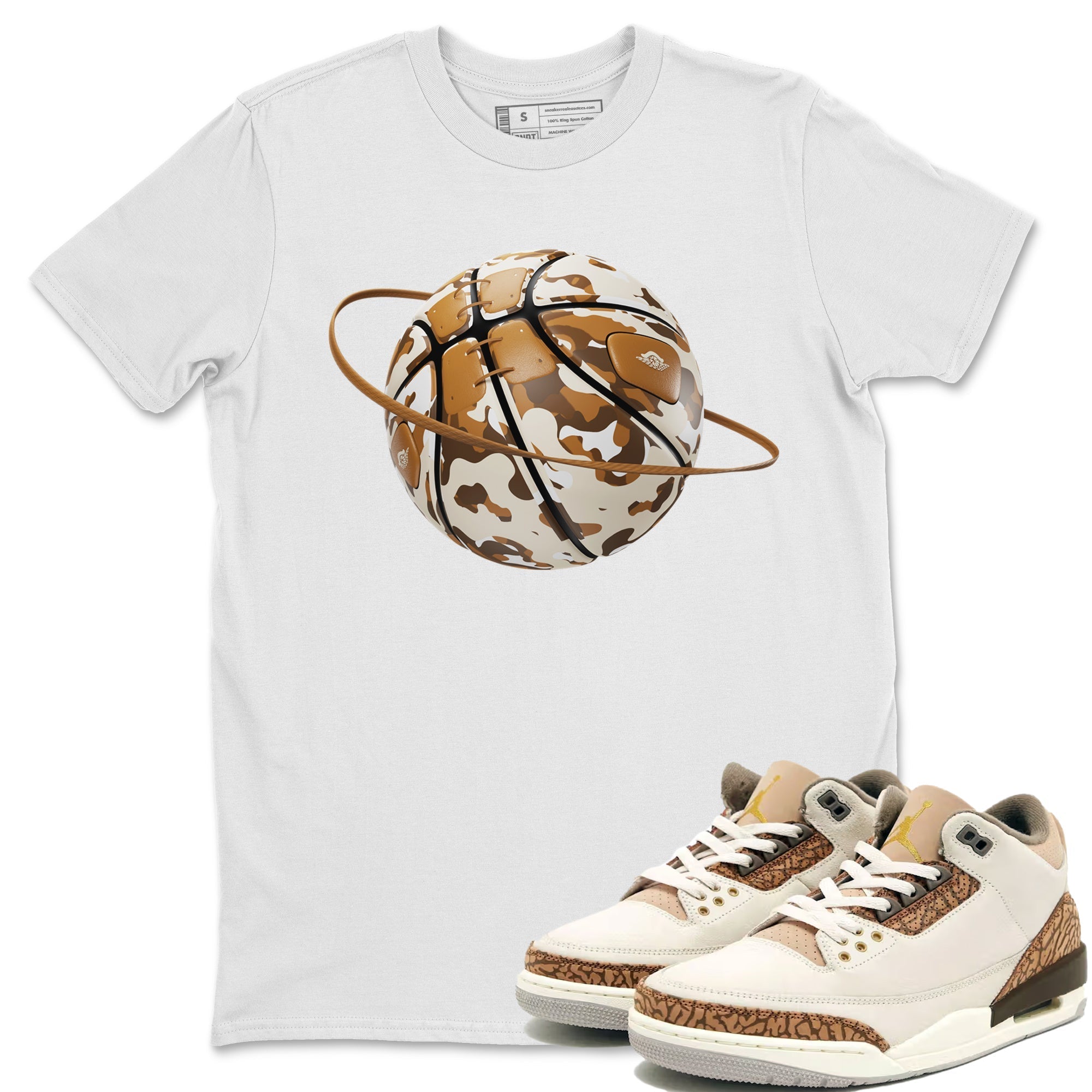 Air Jordan 3 Palomino shirt to match jordans Camo Basketball Planet Streetwear Sneaker Shirt AJ3 Palomino Drip Gear Zone Sneaker Matching Clothing Unisex White 1 T-Shirt