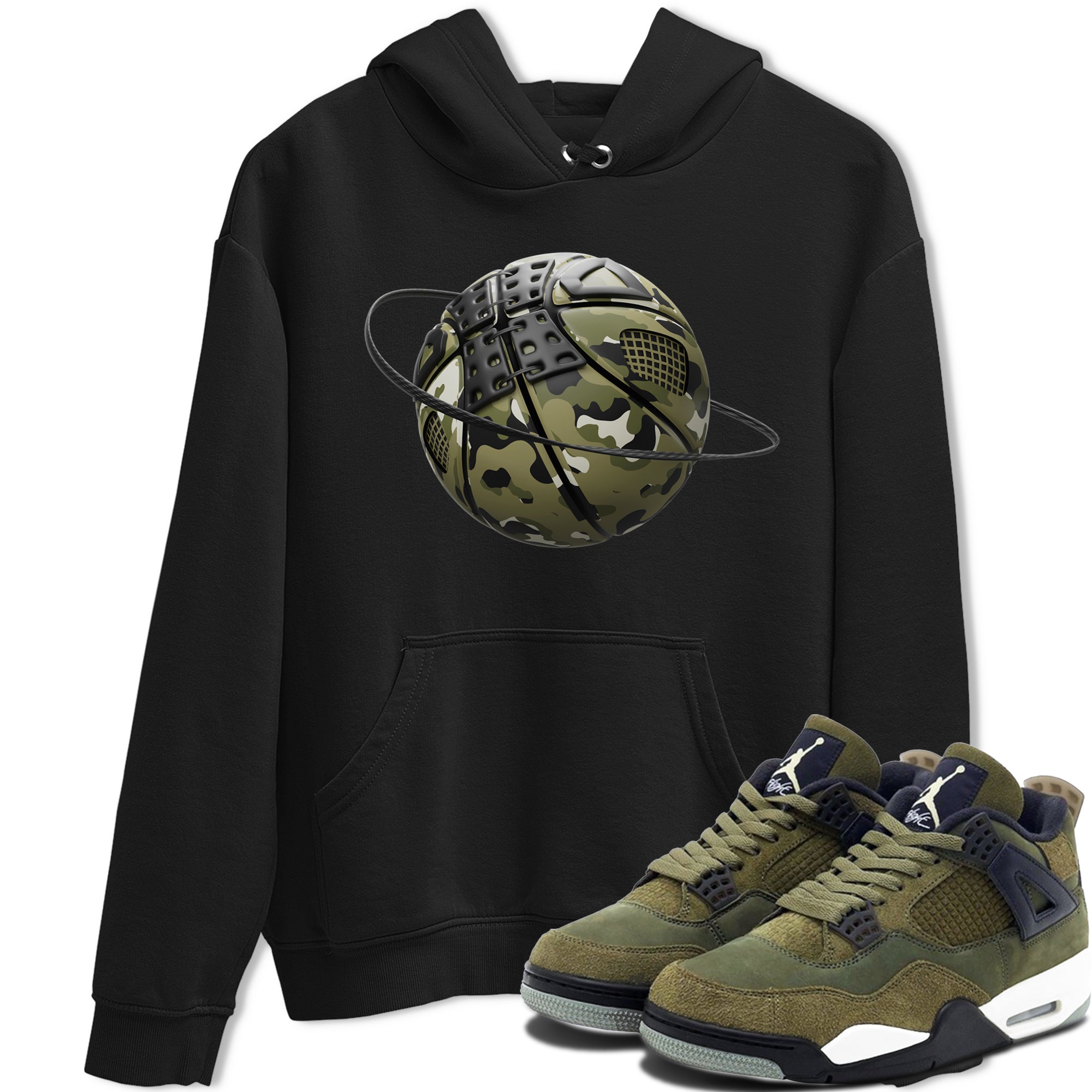 Air Jordan 4 Medium Olive shirt to match jordans streetwear brand Camo Basketball Planet sneaker tees AJ4Medium Olive Drip Gear Zone Unisex Black 1 T-Shirt