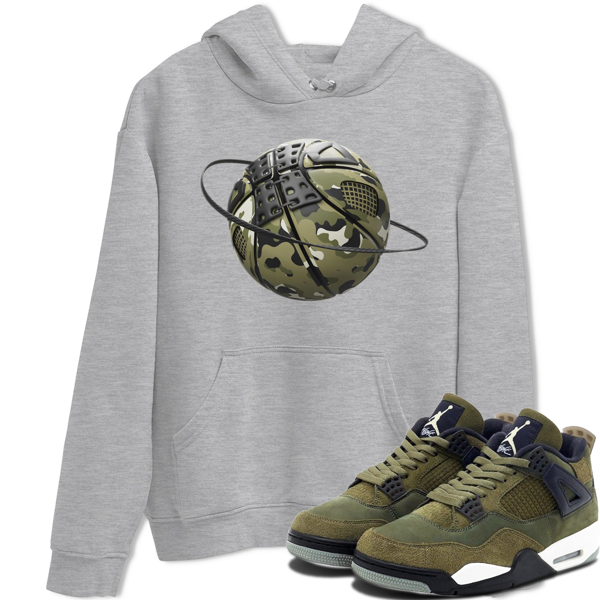 Air Jordan 4 Medium Olive shirt to match jordans streetwear brand Camo Basketball Planet sneaker tees AJ4Medium Olive Drip Gear Zone Unisex Heather Grey 1 T-Shirt