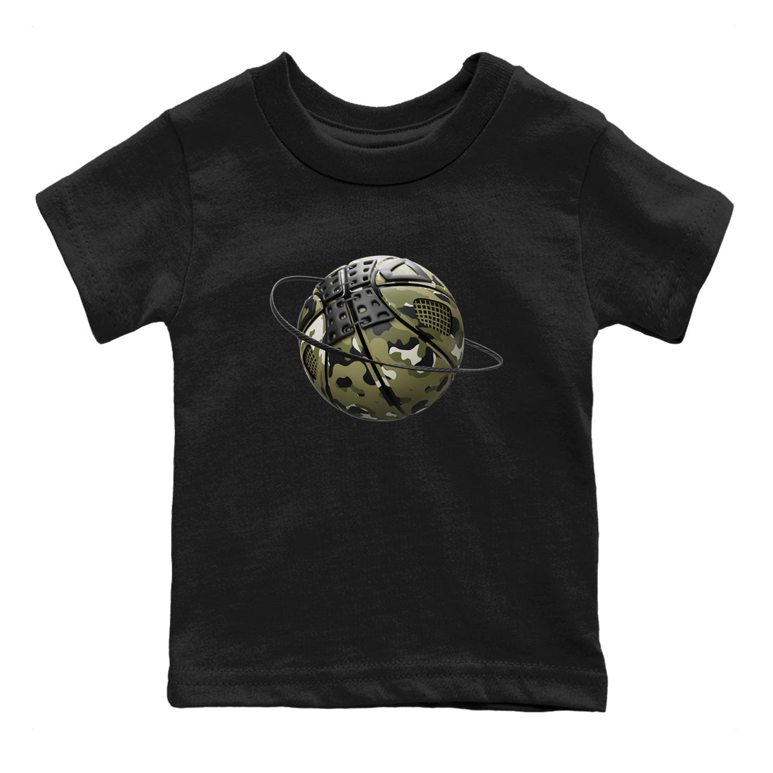 Air Jordan 4 Medium Olive shirt to match jordans streetwear brand Camo Basketball Planet sneaker tees AJ4Medium Olive Drip Gear Zone Baby Toddler Black 2 T-Shirt