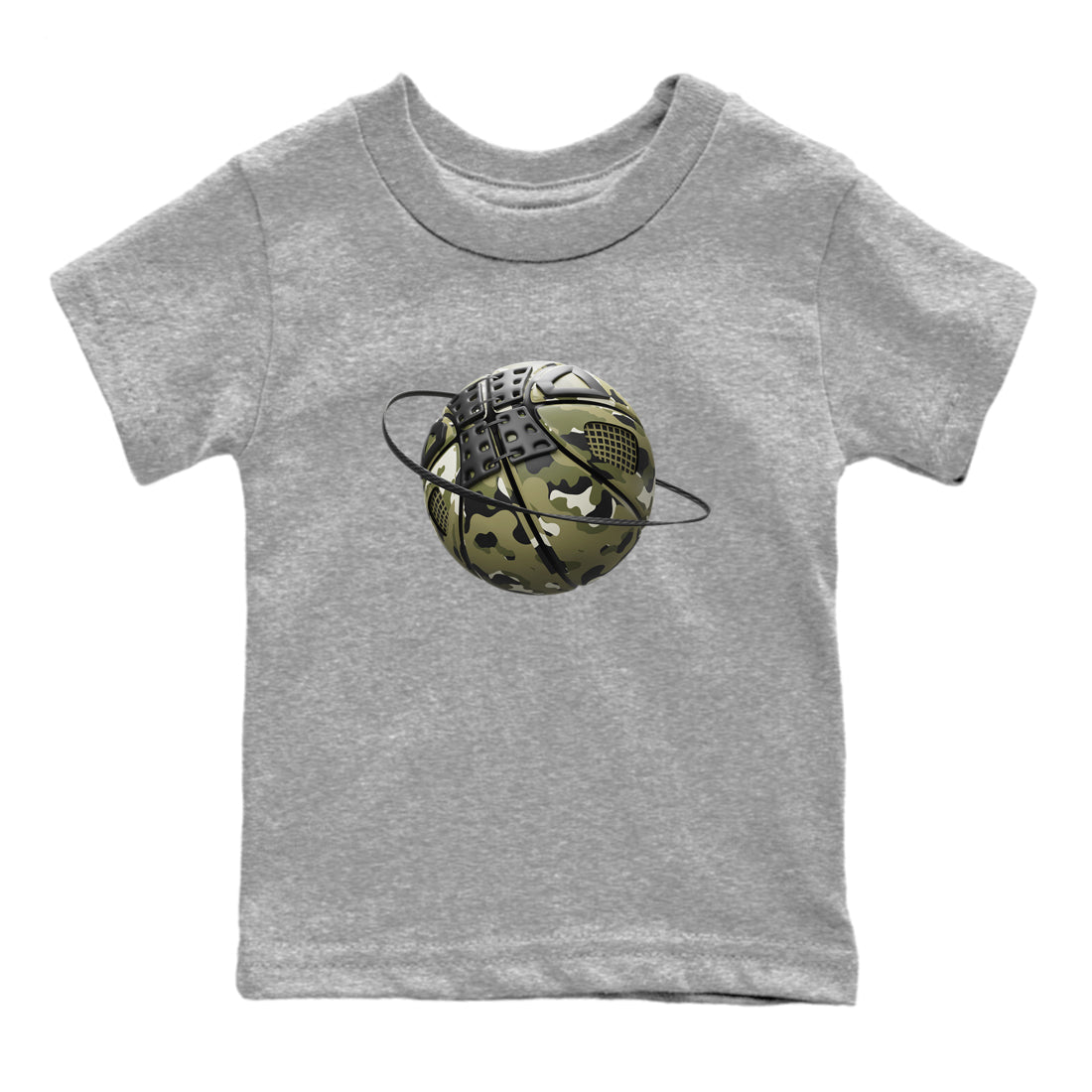 Air Jordan 4 Medium Olive shirt to match jordans streetwear brand Camo Basketball Planet sneaker tees AJ4Medium Olive Drip Gear Zone Baby Toddler Heather Grey 2 T-Shirt