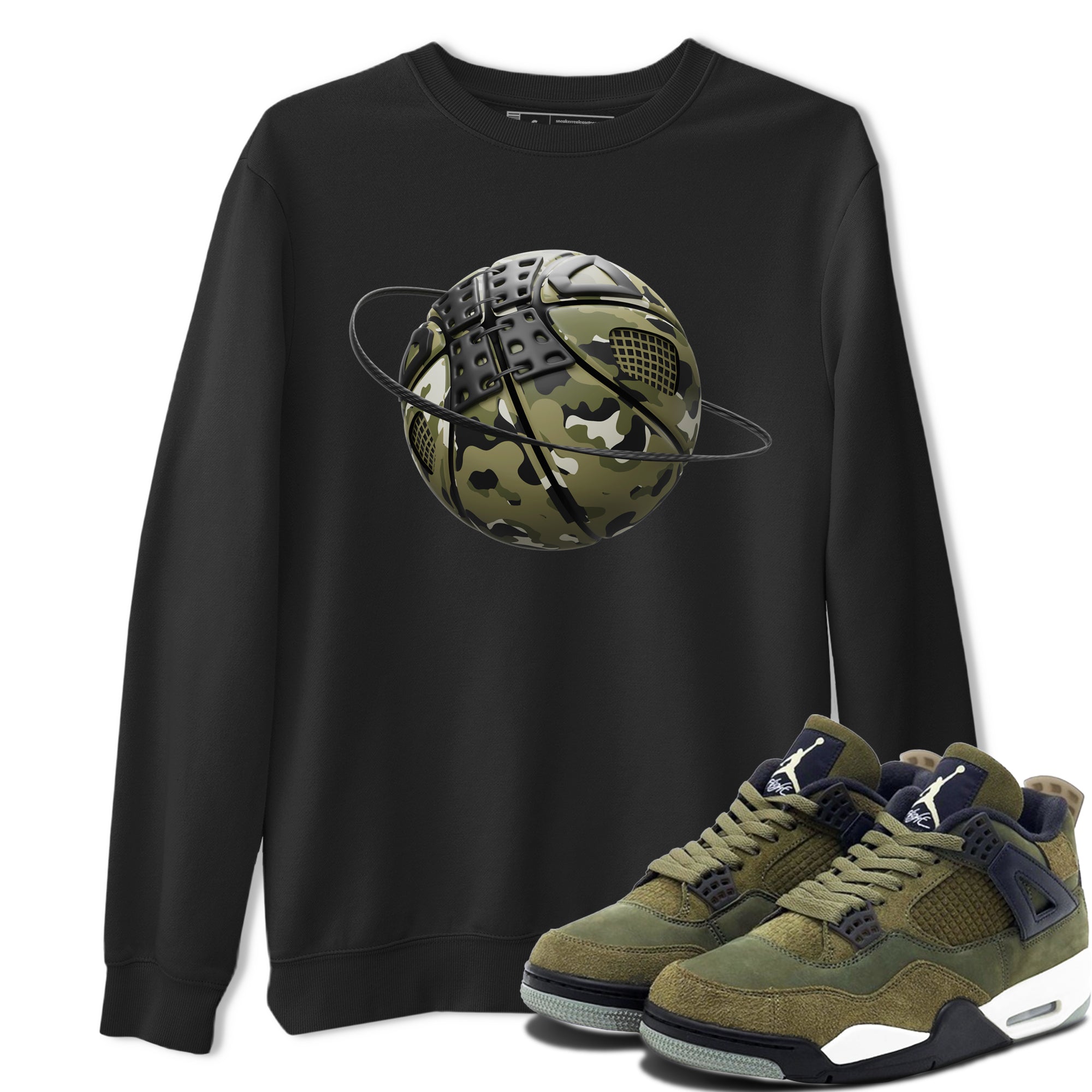 Air Jordan 4 Medium Olive shirt to match jordans streetwear brand Camo Basketball Planet sneaker tees AJ4Medium Olive Drip Gear Zone Unisex Black 1 T-Shirt