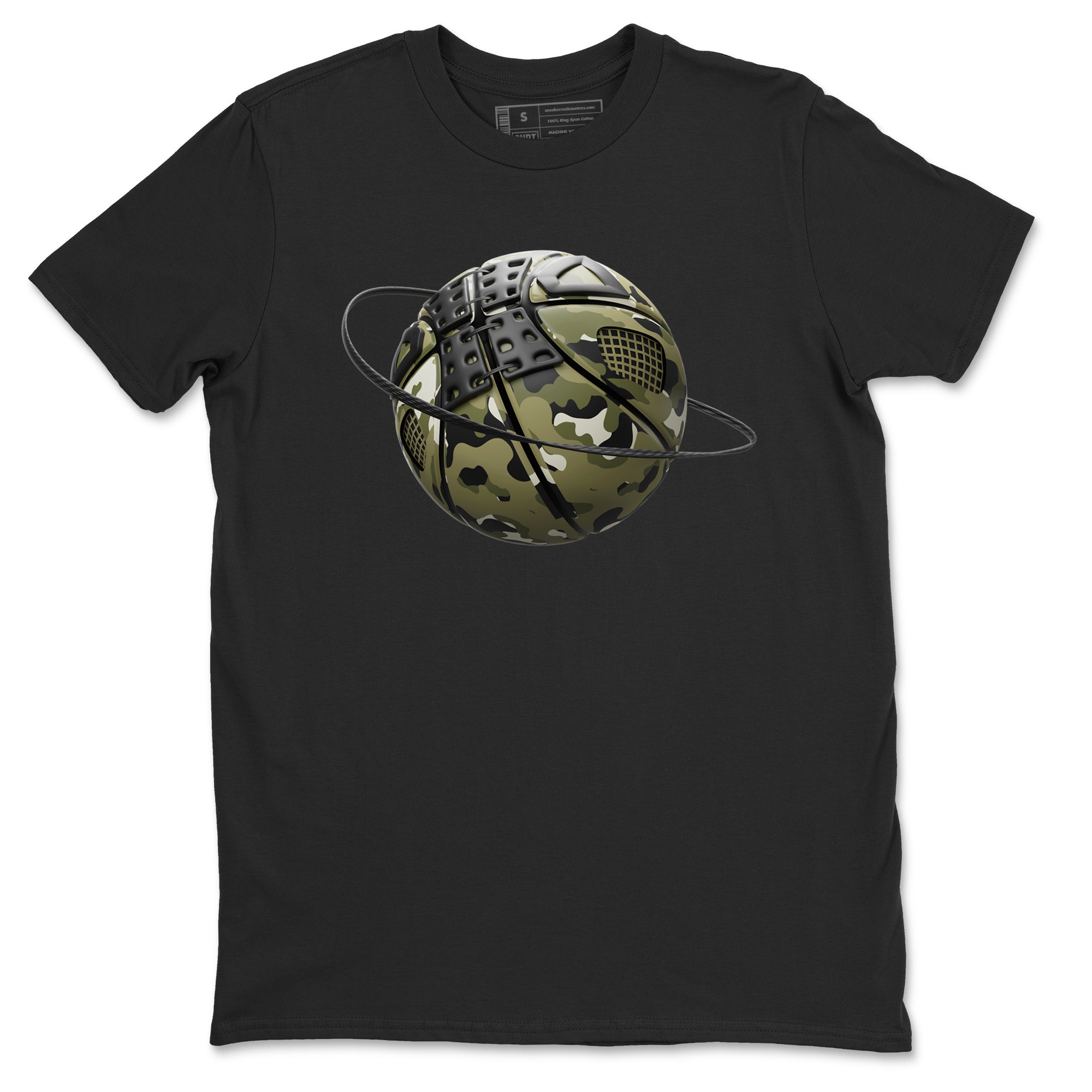 Air Jordan 4 Medium Olive shirt to match jordans streetwear brand Camo Basketball Planet sneaker tees AJ4Medium Olive Drip Gear Zone Unisex Black 2 T-Shirt