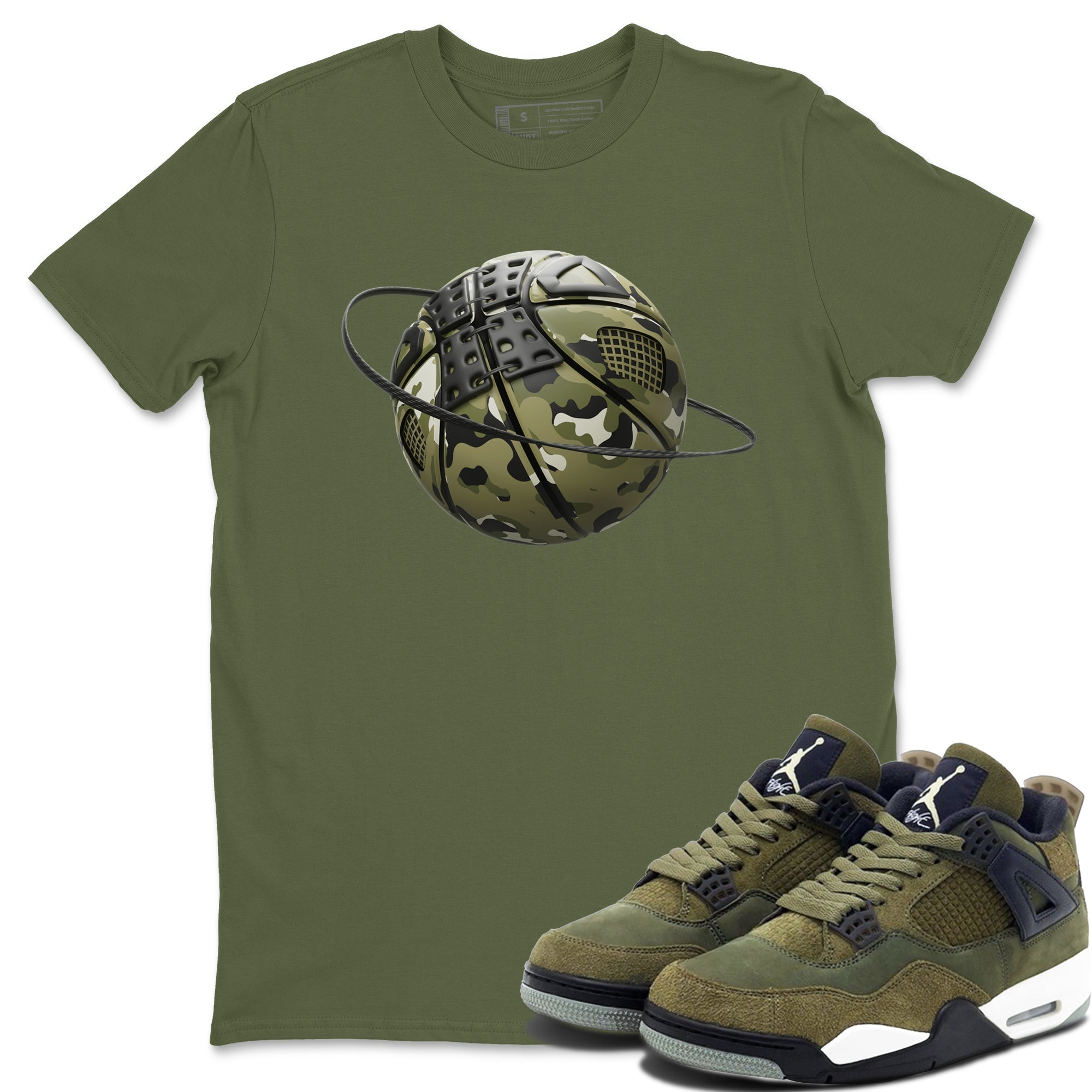 Air Jordan 4 Medium Olive shirt to match jordans streetwear brand Camo Basketball Planet sneaker tees AJ4Medium Olive Drip Gear Zone Unisex Military Green 1 T-Shirt