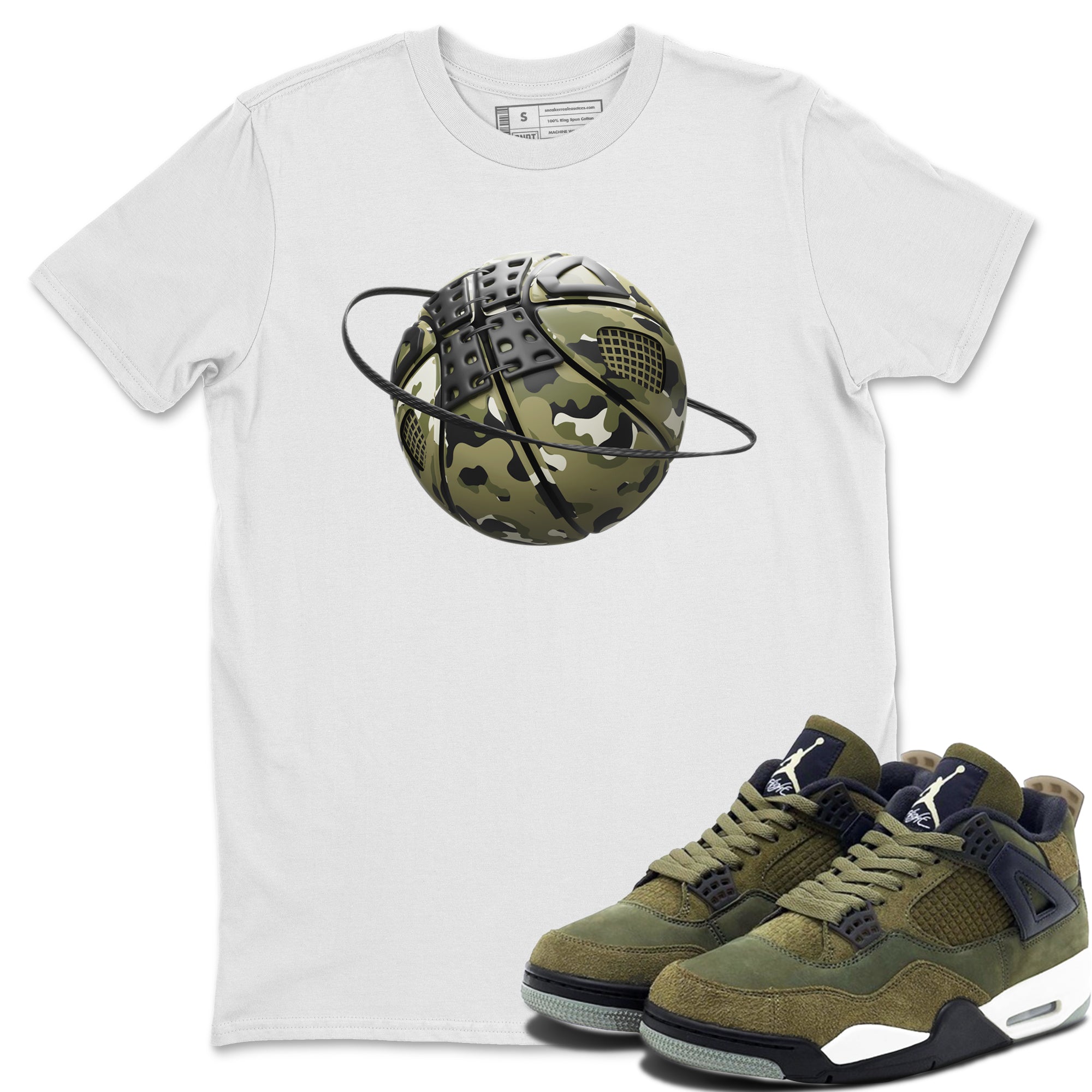 Air Jordan 4 Medium Olive shirt to match jordans streetwear brand Camo Basketball Planet sneaker tees AJ4Medium Olive Drip Gear Zone Unisex White 1 T-Shirt