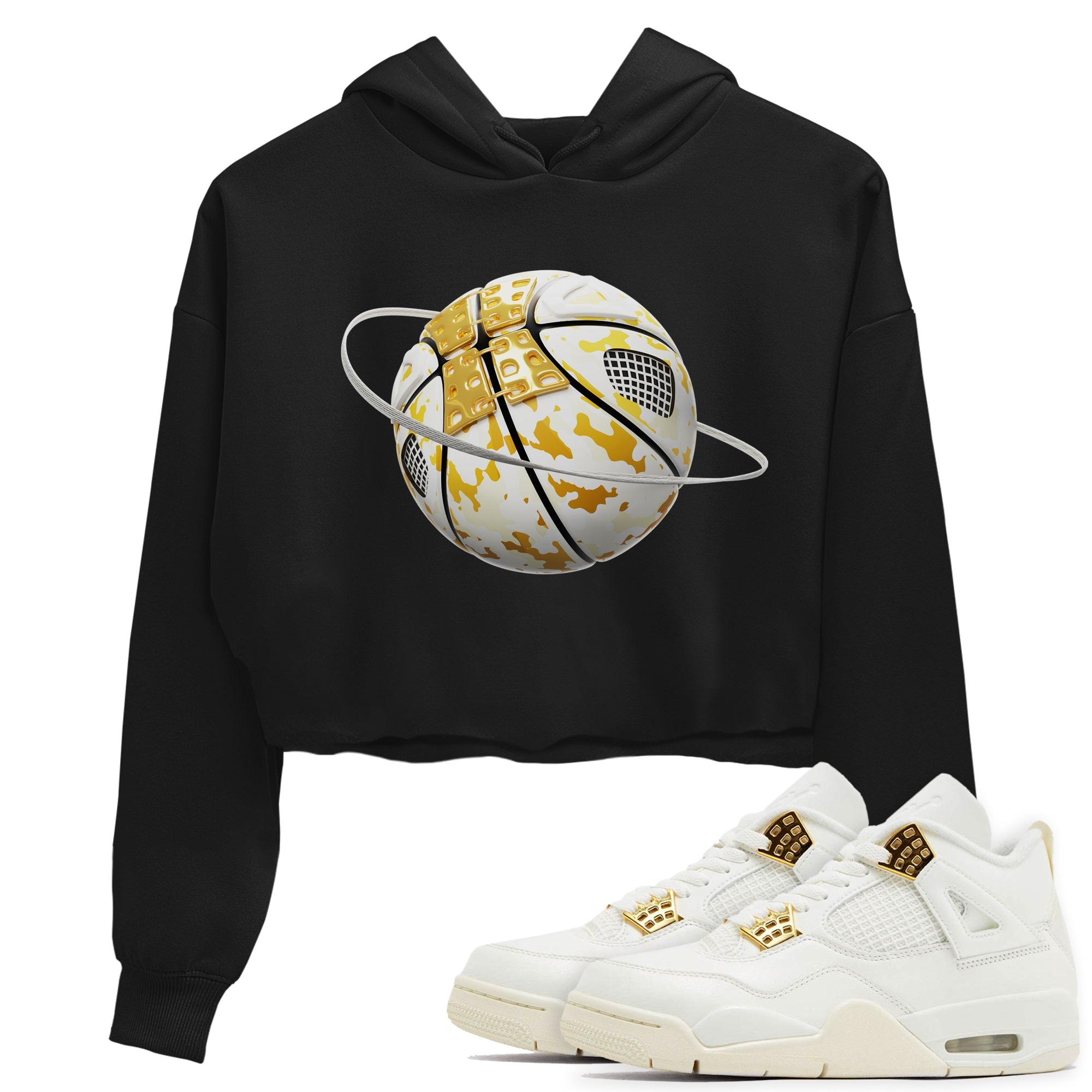 4s Sail 2024 shirt to match jordans Camo Basketball Planet sneaker tees Air Jordan 4 Sail 2024 Drip Gear Zone Black 1 crop length shirt