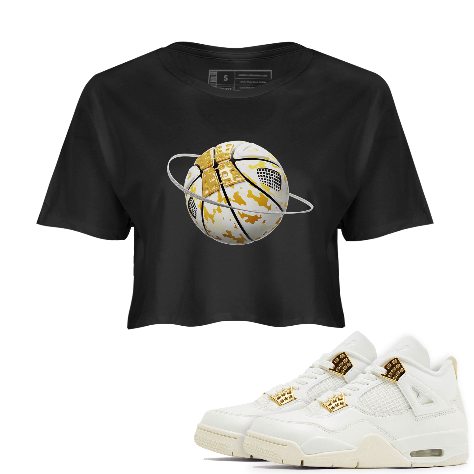 4s Sail 2024 shirt to match jordans Camo Basketball Planet sneaker tees Air Jordan 4 Sail 2024 Drip Gear Zone Black 1 crop length shirt