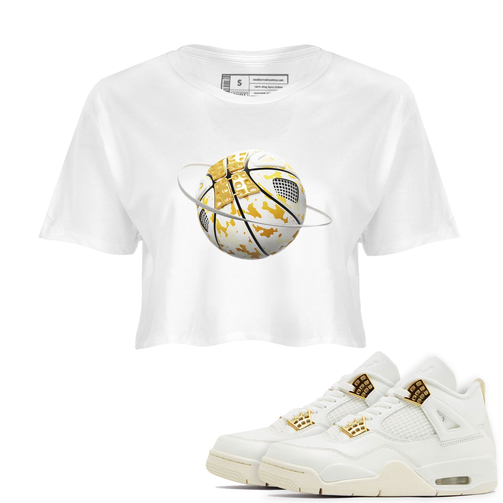 4s Sail 2024 shirt to match jordans Camo Basketball Planet sneaker tees Air Jordan 4 Sail 2024 Drip Gear Zone White 1 crop length shirt