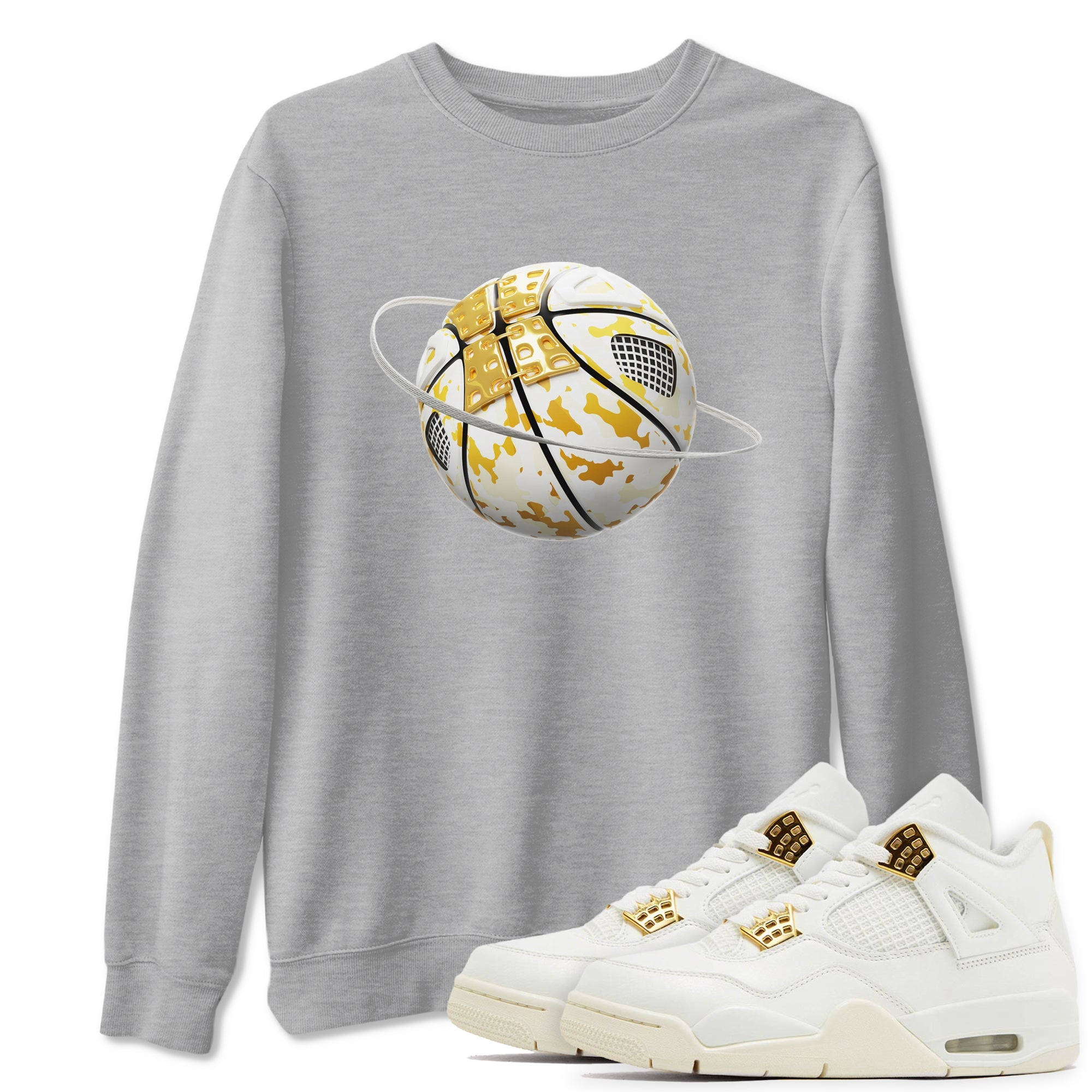 4s Sail 2024 shirt to match jordans Camo Basketball Planet sneaker tees Air Jordan 4 Sail 2024 Drip Gear Zone unisex cotton Heather Grey 1 crew neck shirt