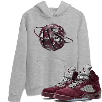 Air Jordan 5 Burgundy shirt to match jordans Camo Basketball Planet Streetwear Sneaker Shirt AJ5 Burgundy Drip Gear Zone Sneaker Matching Clothing Unisex Heather Grey 1 T-Shirt