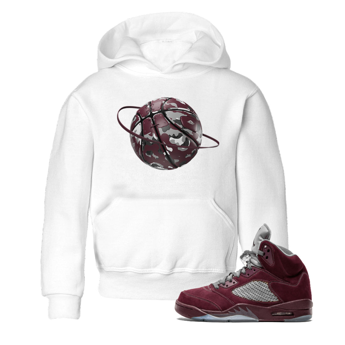 Air Jordan 5 Burgundy shirt to match jordans Camo Basketball Planet Streetwear Sneaker Shirt AJ5 Burgundy Drip Gear Zone Sneaker Matching Clothing Baby Toddler White 1 T-Shirt