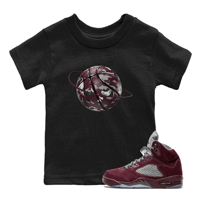 Air Jordan 5 Burgundy shirt to match jordans Camo Basketball Planet Streetwear Sneaker Shirt AJ5 Burgundy Drip Gear Zone Sneaker Matching Clothing Baby Toddler Black 1 T-Shirt