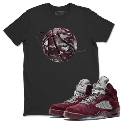 Air Jordan 5 Burgundy shirt to match jordans Camo Basketball Planet Streetwear Sneaker Shirt AJ5 Burgundy Drip Gear Zone Sneaker Matching Clothing Unisex Black 1 T-Shirt