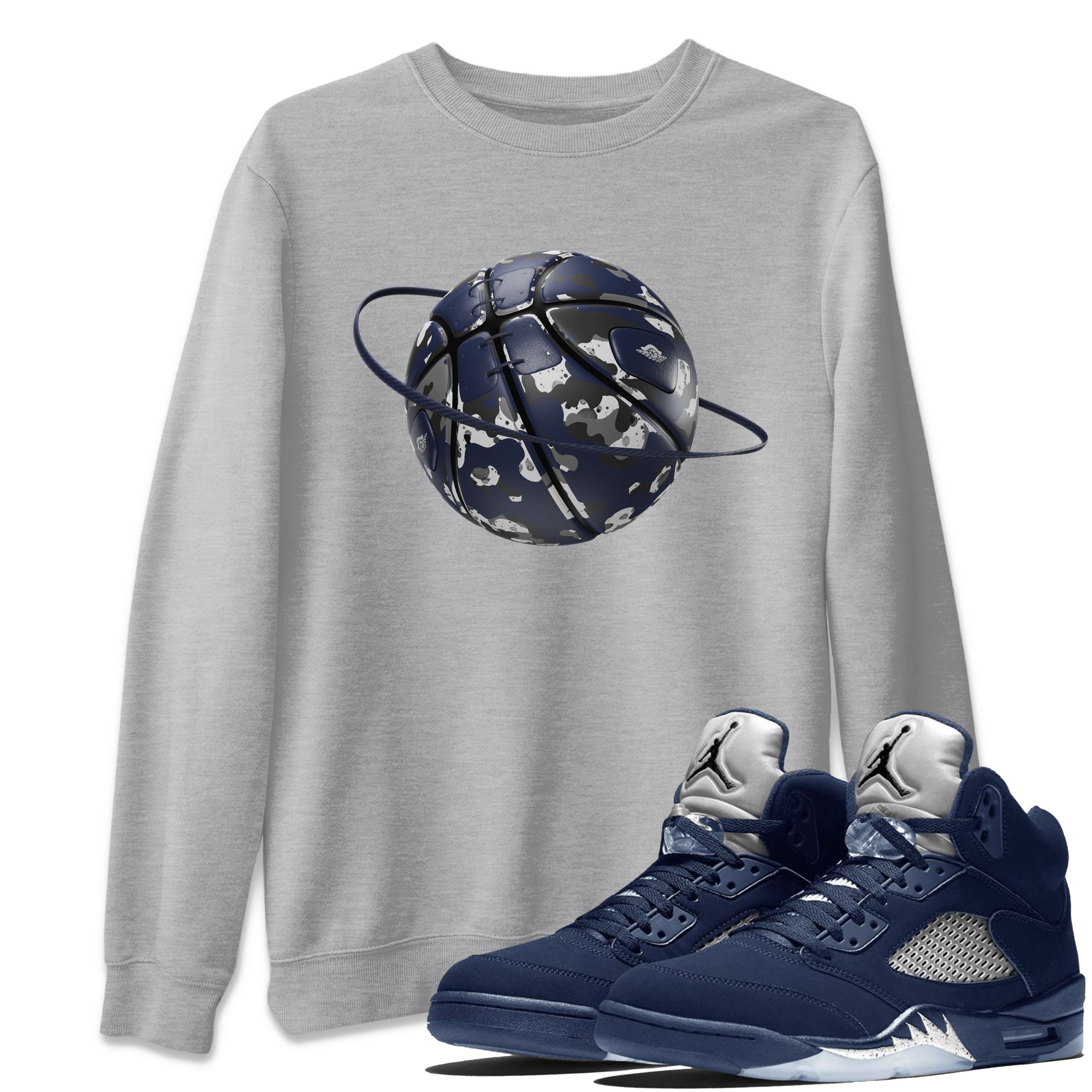Air Jordan 5 Georgetown shirt to match jordans Camo Basketball Planet Streetwear Sneaker Shirt AJ5 Georgetown Drip Gear Zone Sneaker Matching Clothing Unisex Heather Grey 1 T-Shirt