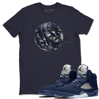 Air Jordan 5 Georgetown shirt to match jordans Camo Basketball Planet Streetwear Sneaker Shirt AJ5 Georgetown Drip Gear Zone Sneaker Matching Clothing Unisex Navy 1 T-Shirt