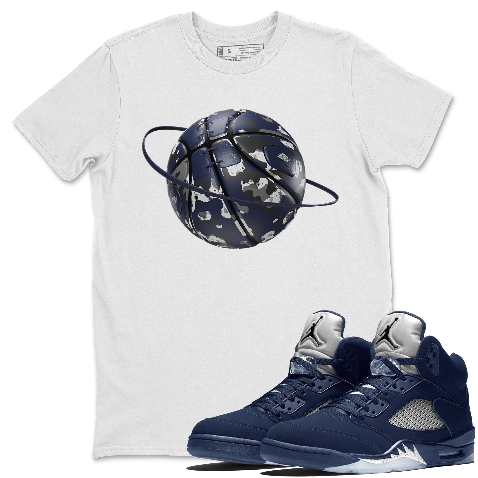 Air Jordan 5 Georgetown shirt to match jordans Camo Basketball Planet Streetwear Sneaker Shirt AJ5 Georgetown Drip Gear Zone Sneaker Matching Clothing Unisex White 1 T-Shirt