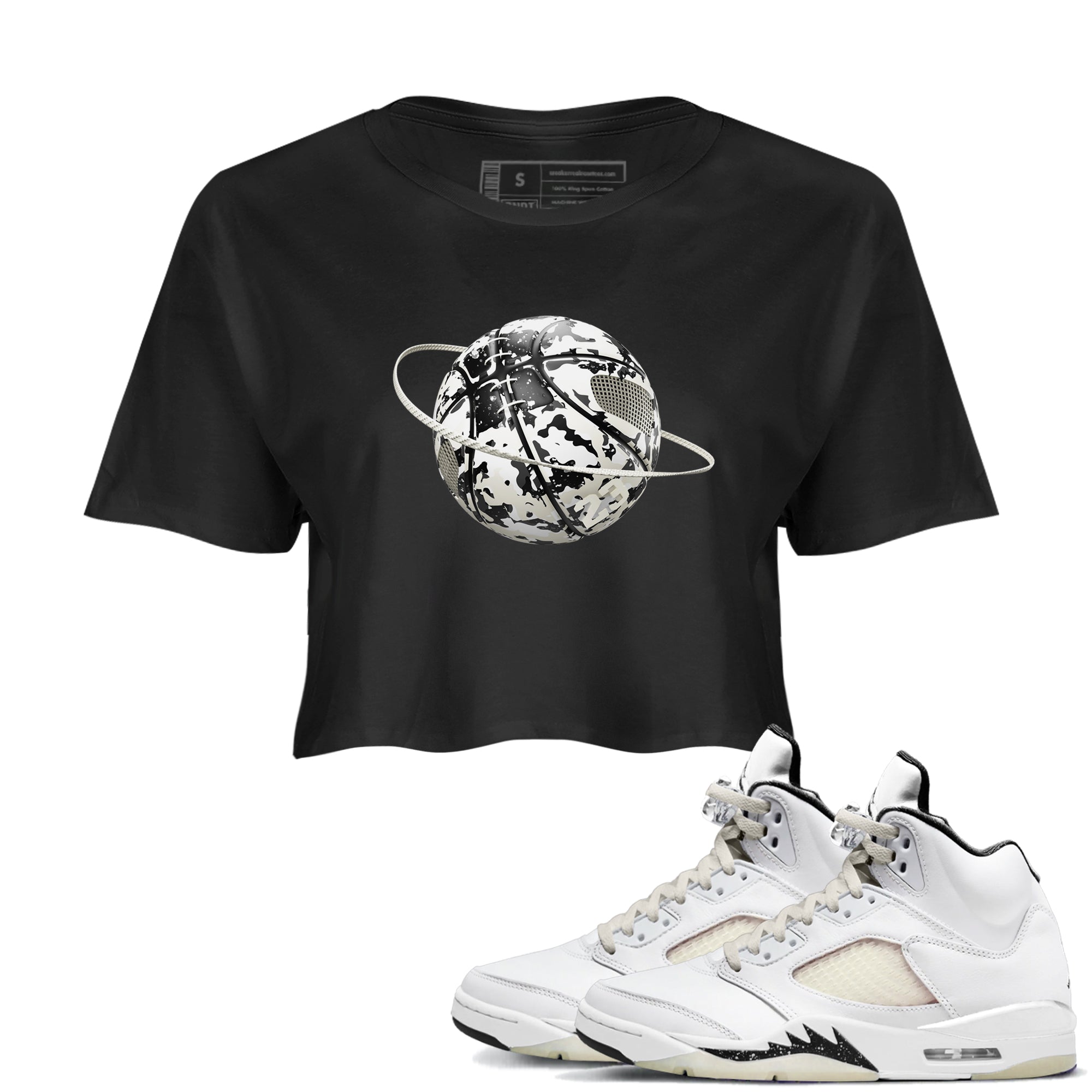 5s Sail shirt to match jordans Camo Basketball Planet sneaker tees Air Jordan 5 Sail Drip Gear Zone Black 1 crop length shirt