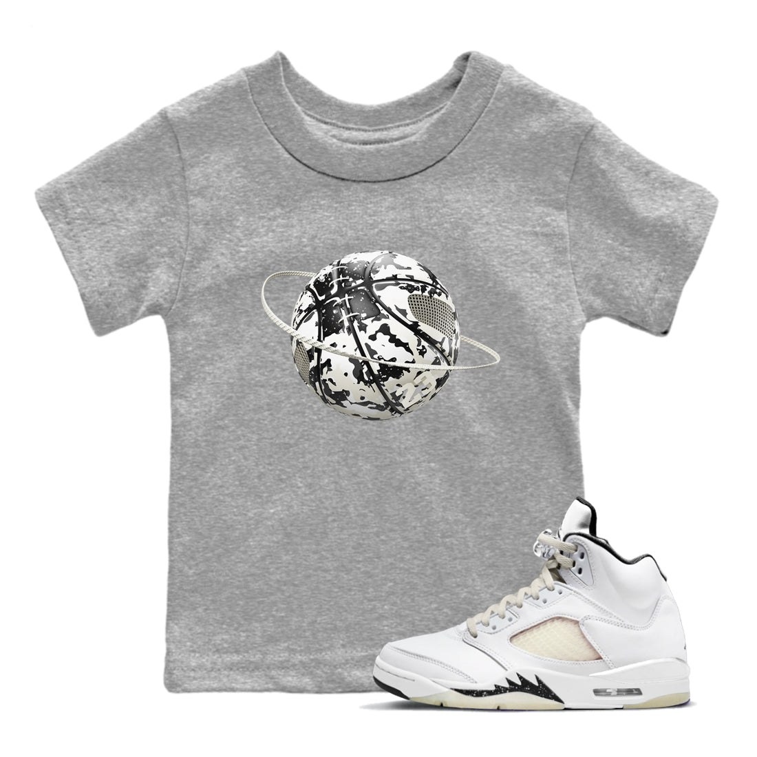 5s Sail shirt to match jordans Camo Basketball Planet sneaker tees Air Jordan 5 Sail Drip Gear Zone baby toddler Heather Grey 1 cotton Shirt