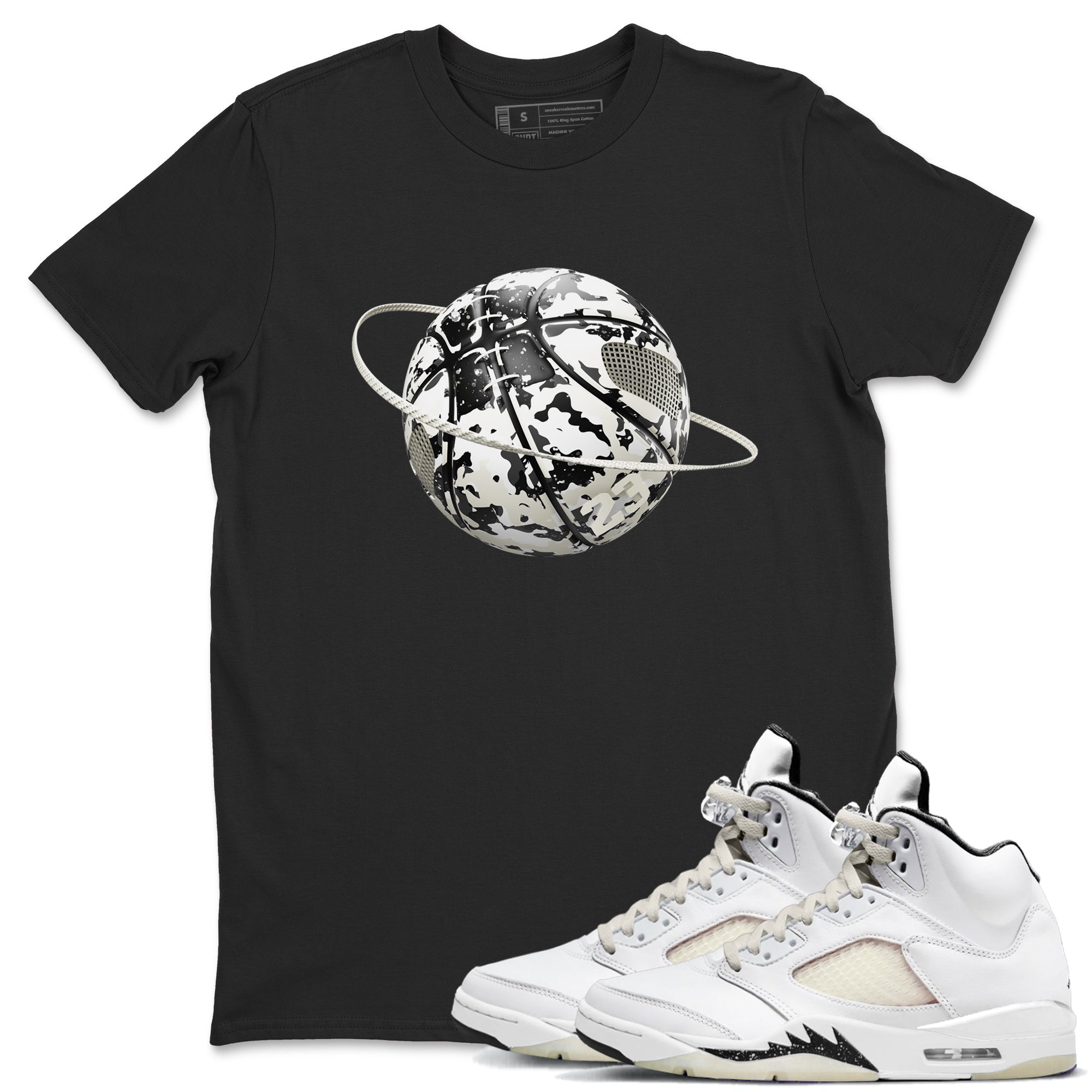 5s Sail shirt to match jordans Camo Basketball Planet sneaker tees Air Jordan 5 Sail Drip Gear Zone unisex cotton Black 1 crew neck shirt